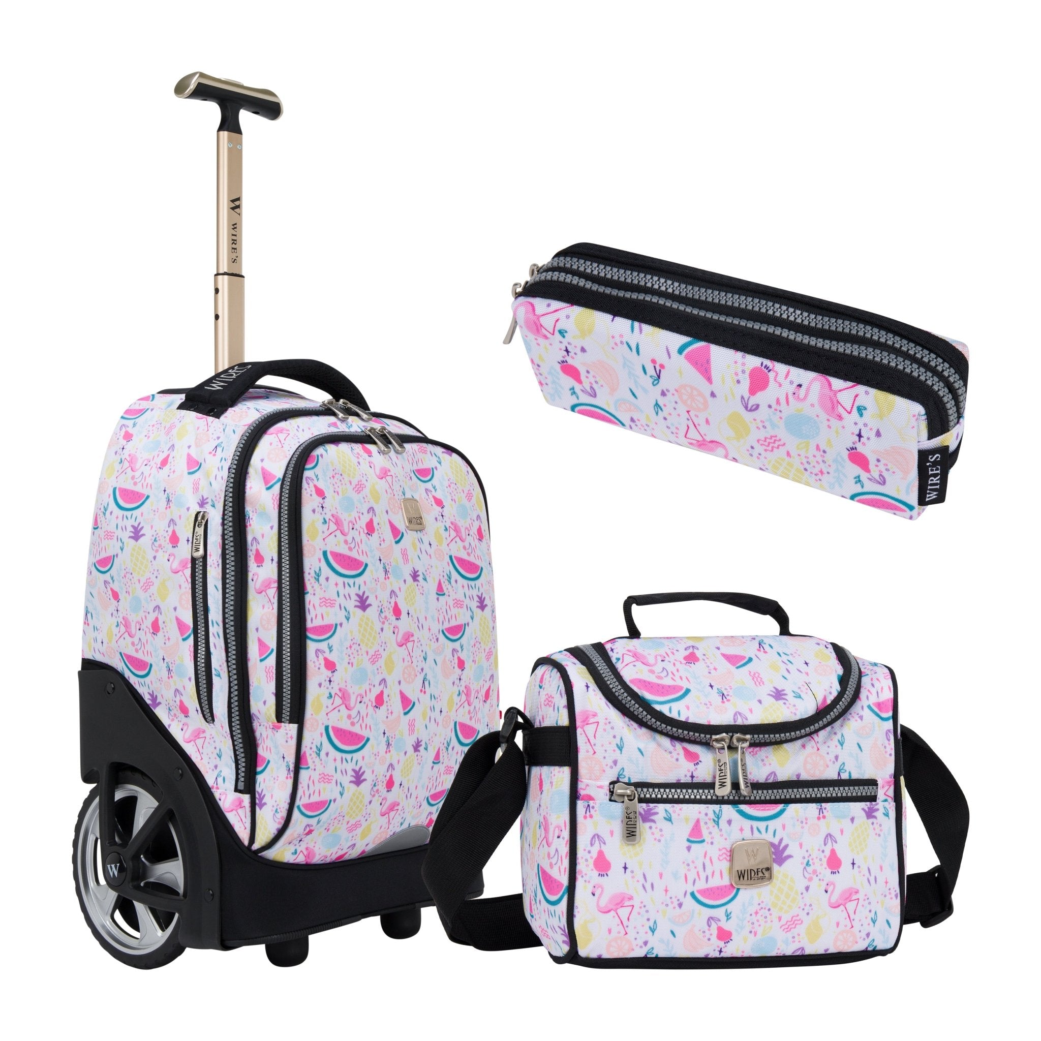 HTgroce Trolleyrugzak met wielen, etui, lunchtas, 3-in-1, gemakkelijk HTgroce Trolleyrugzak met wielen, etui, lunchtas, 3-in-1, gemakkelijk