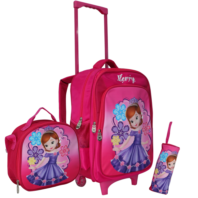 Wheeled School Bags Set of 3-Berry Princess