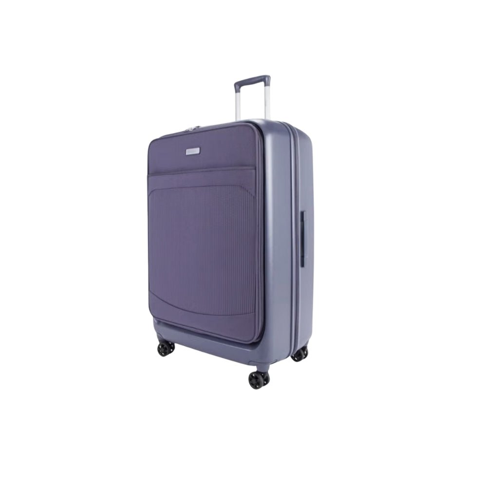 Pierre Cardin Hybrid Suitcase Set of 3, Hard Case with Front Soft Pocket in Dark Grey