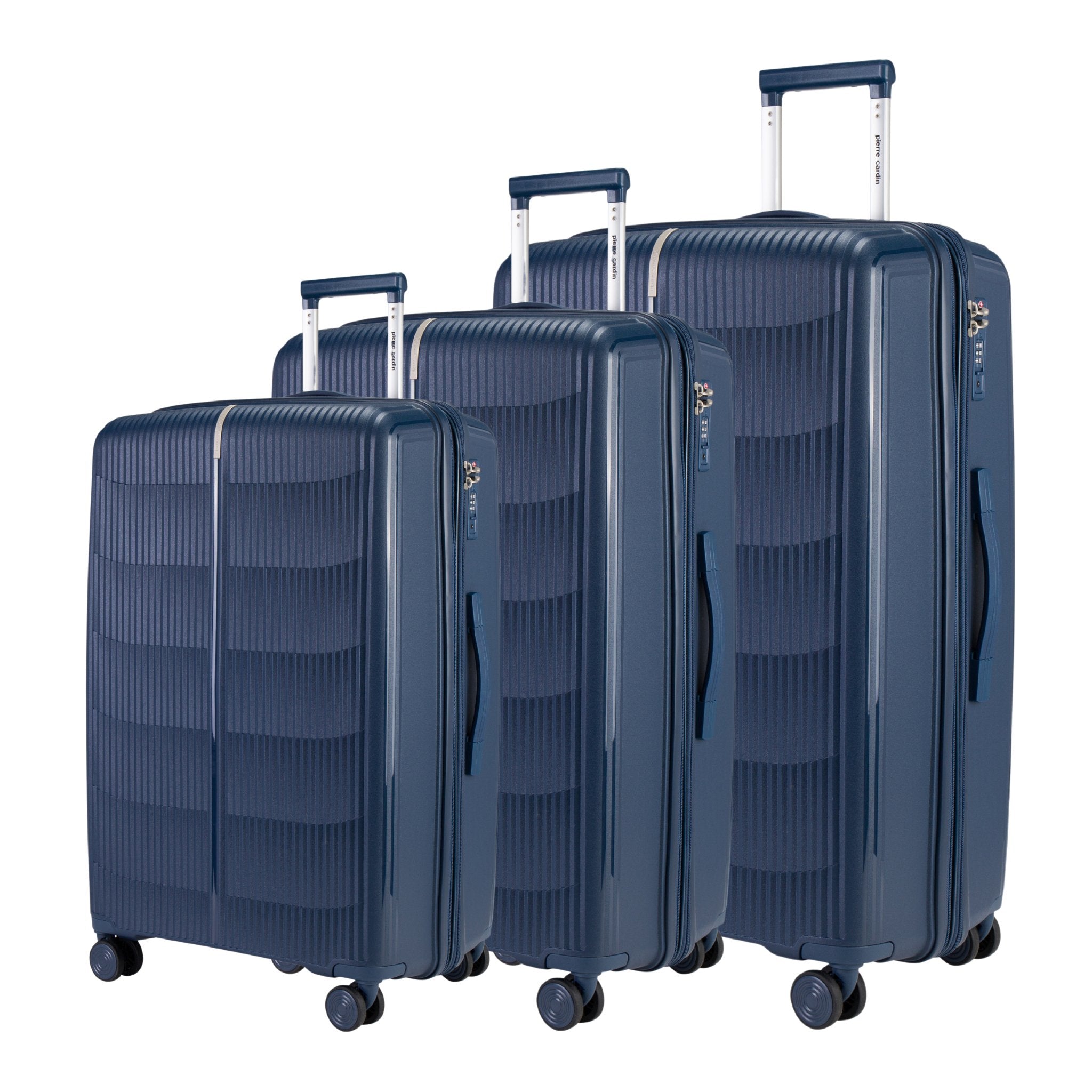 Pierre Cardin Unbreakable PP Suitcases Set Of 3 with Free Beauty Case-White