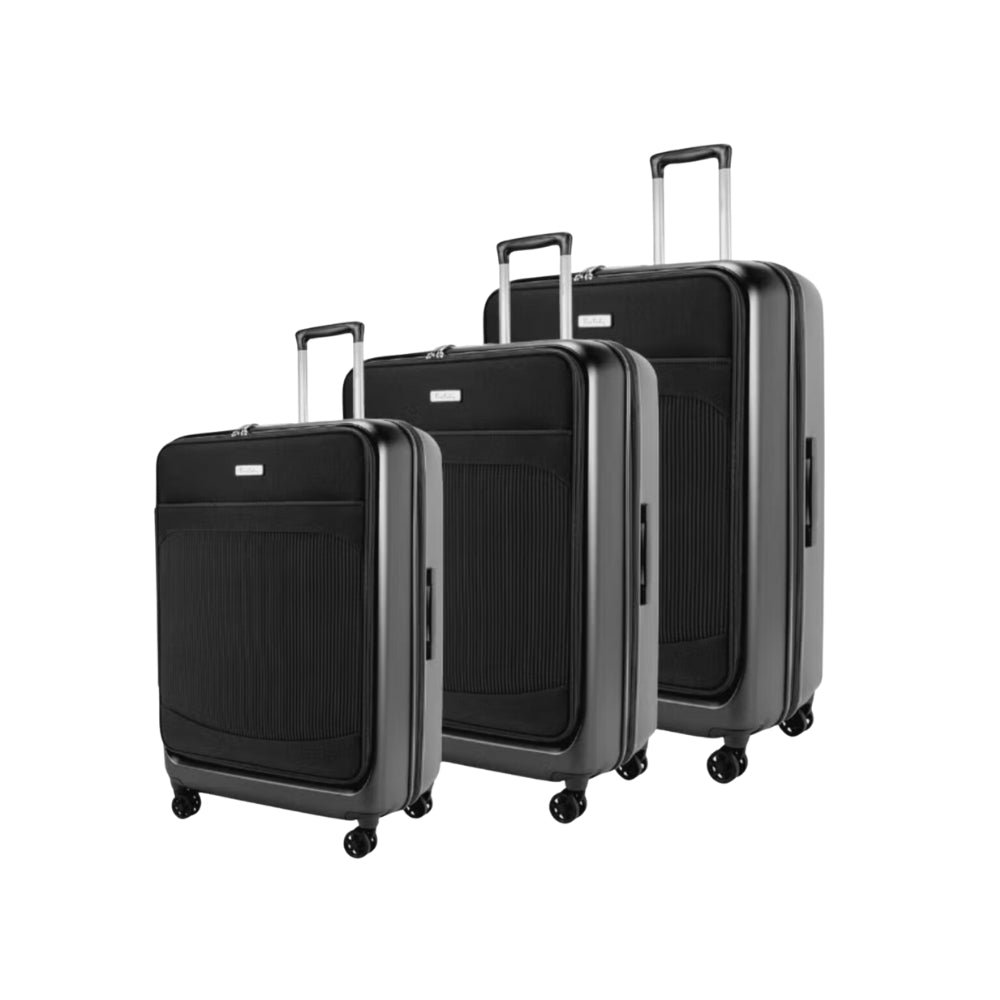 Pierre Cardin Hybrid Suitcase Set of 3, Hard Case with Front Soft Pocket in Red