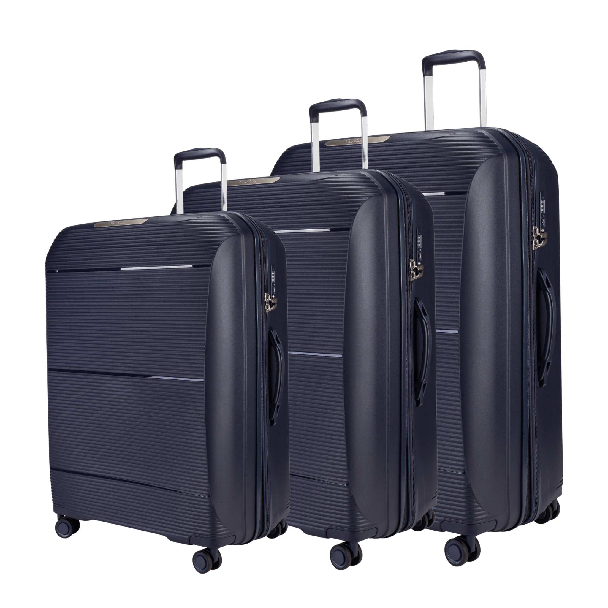 Pierre Cardin Vienna Suitcases,Unbreakable Set of 3 + Beauty Case - Navy