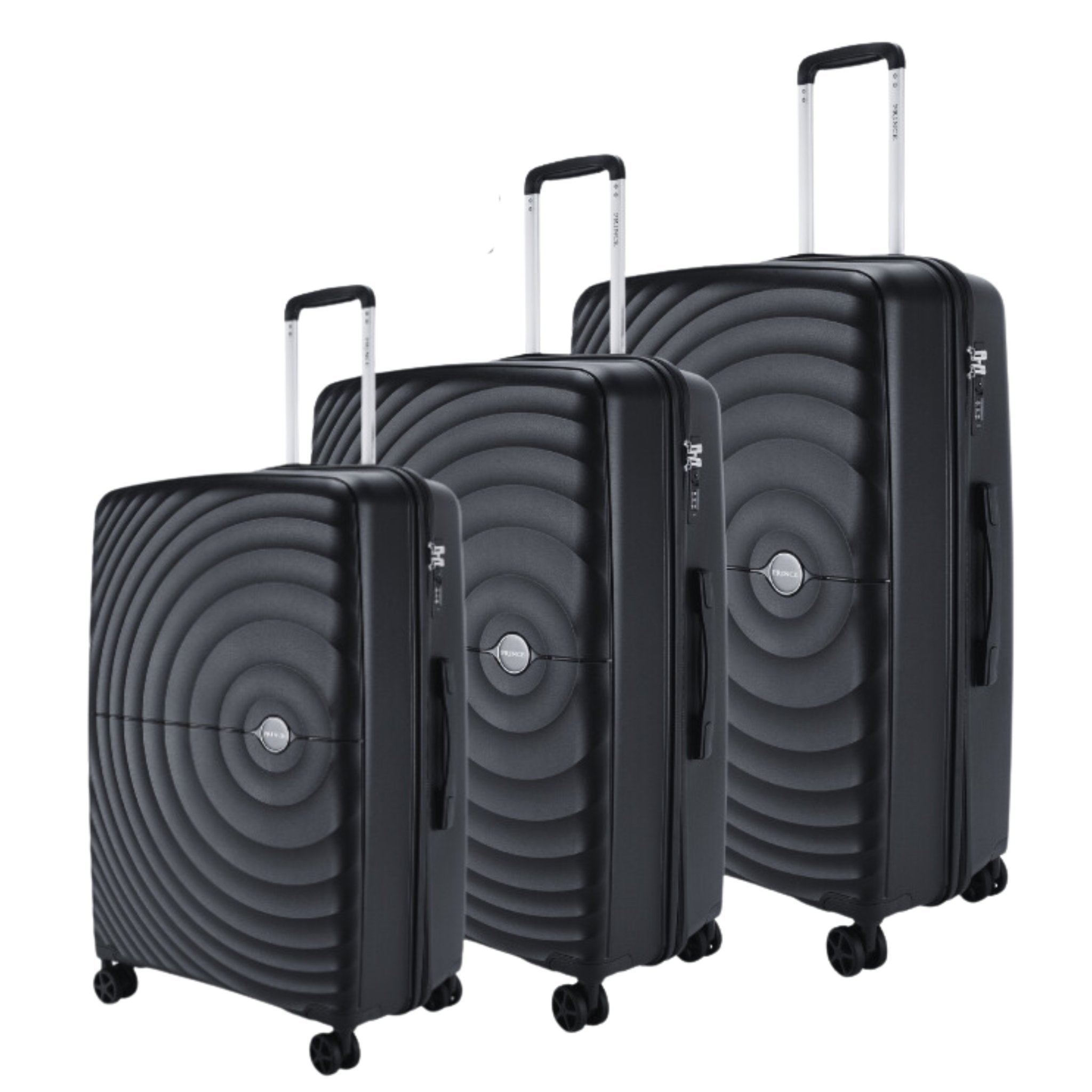 Prince Suitcase Unbreakable Set of 3-Black PR16709