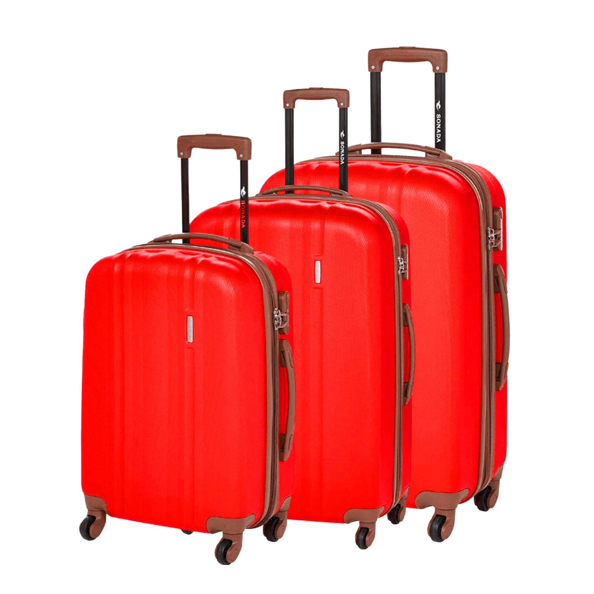 Sonada ABS Expandable Trolley Set of 3 Red