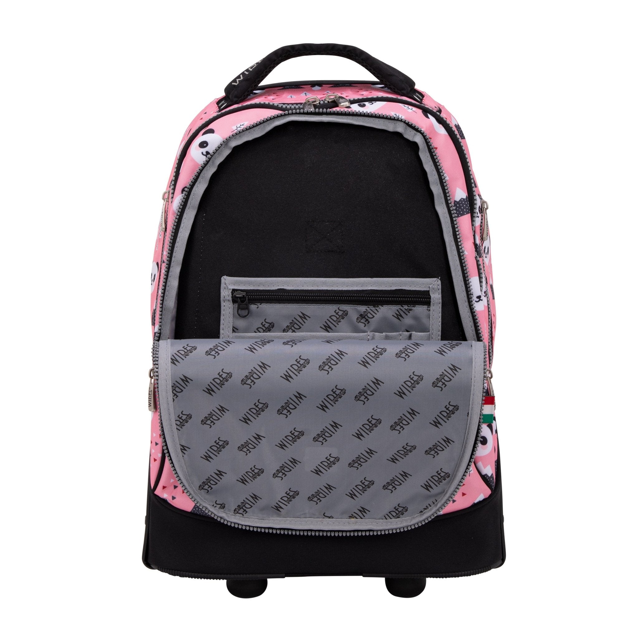 Pink Panda Wires Big Wheel School Bag Trolley Set of 3 (Lunch Bag & Pencil Case)