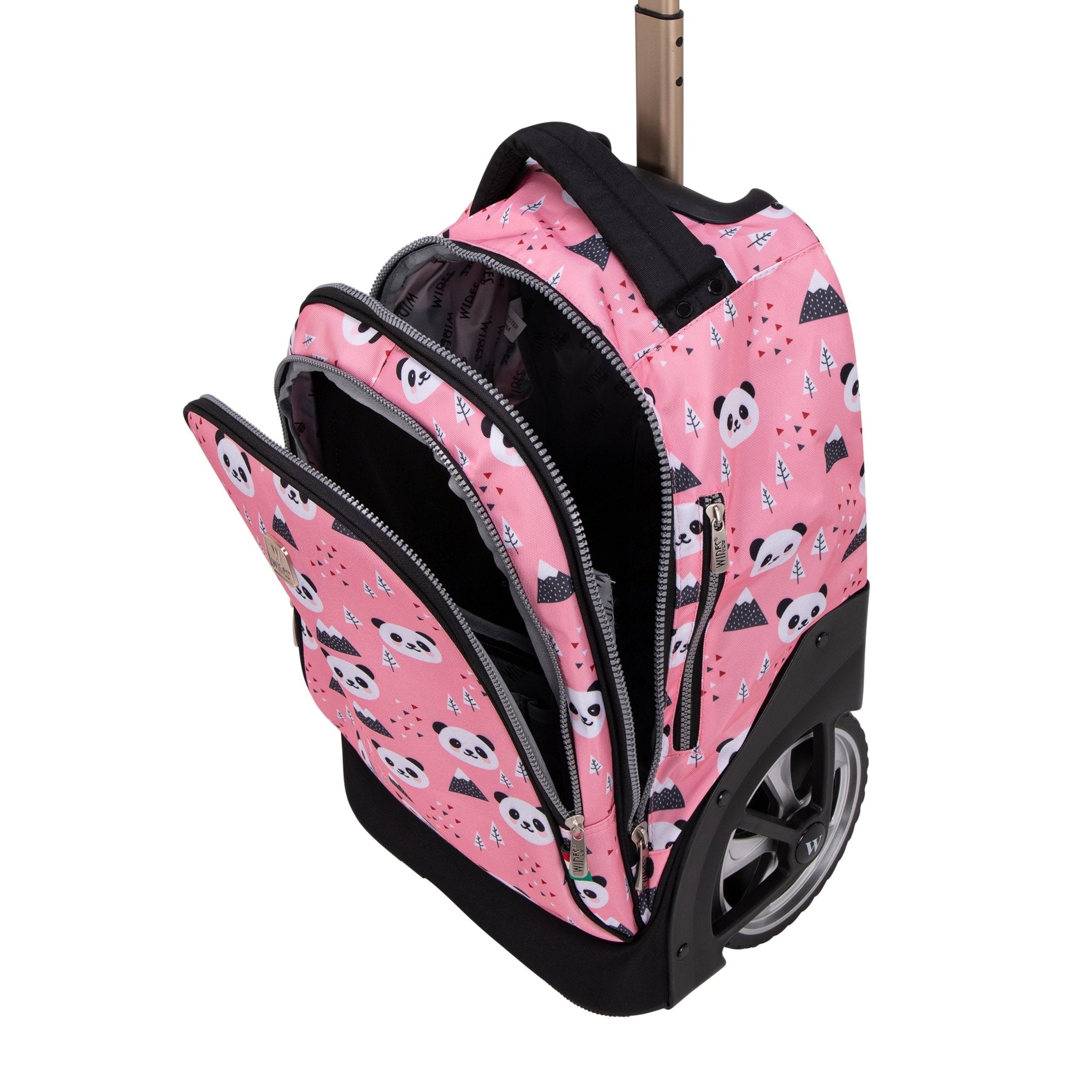 Pink Panda Wires Big Wheel School Bag Trolley Set of 3 (Lunch Bag & Pencil Case)