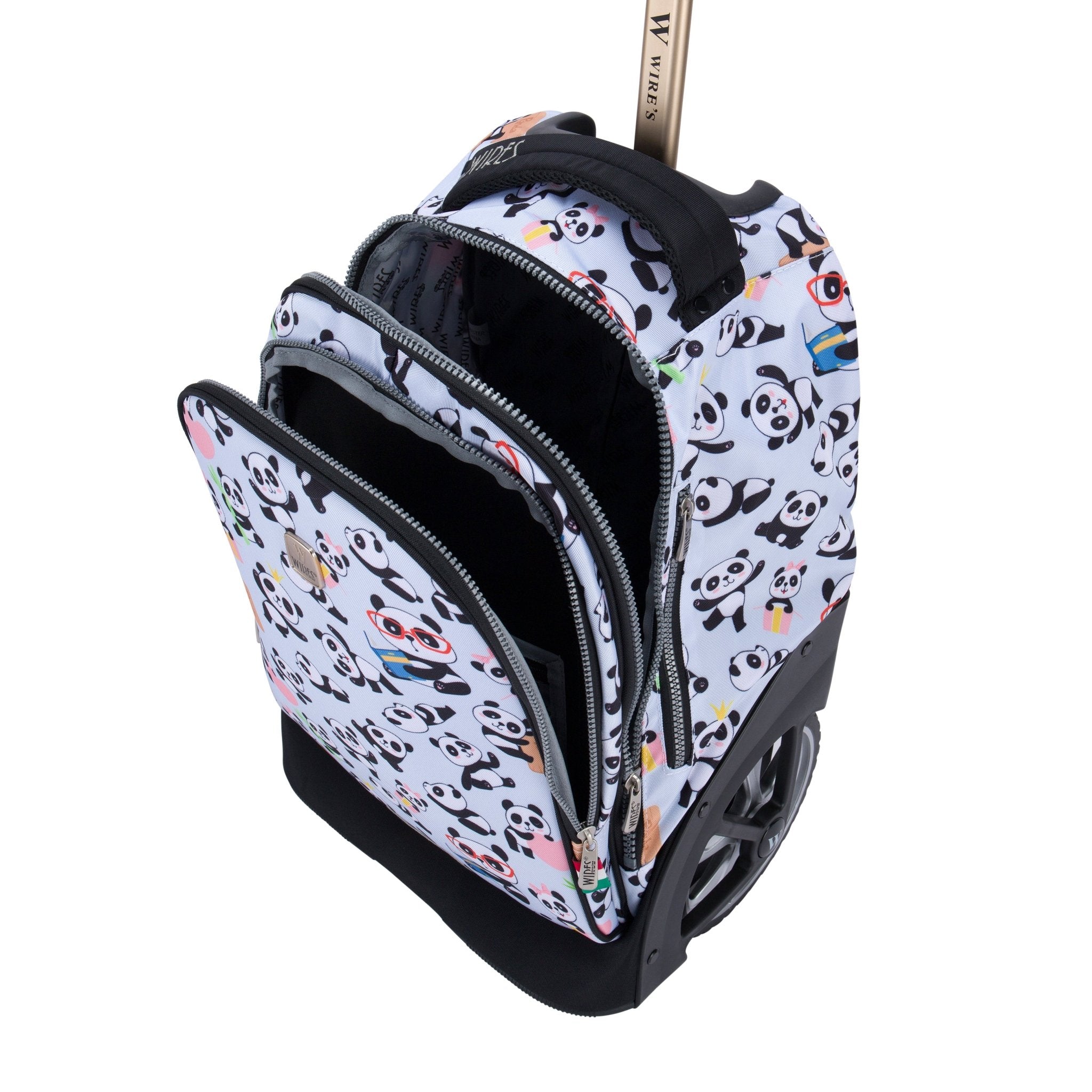 Mist Panda Wires Big Wheel School Bag Trolley Set of 3 (Lunch Bag & Pencil Case)