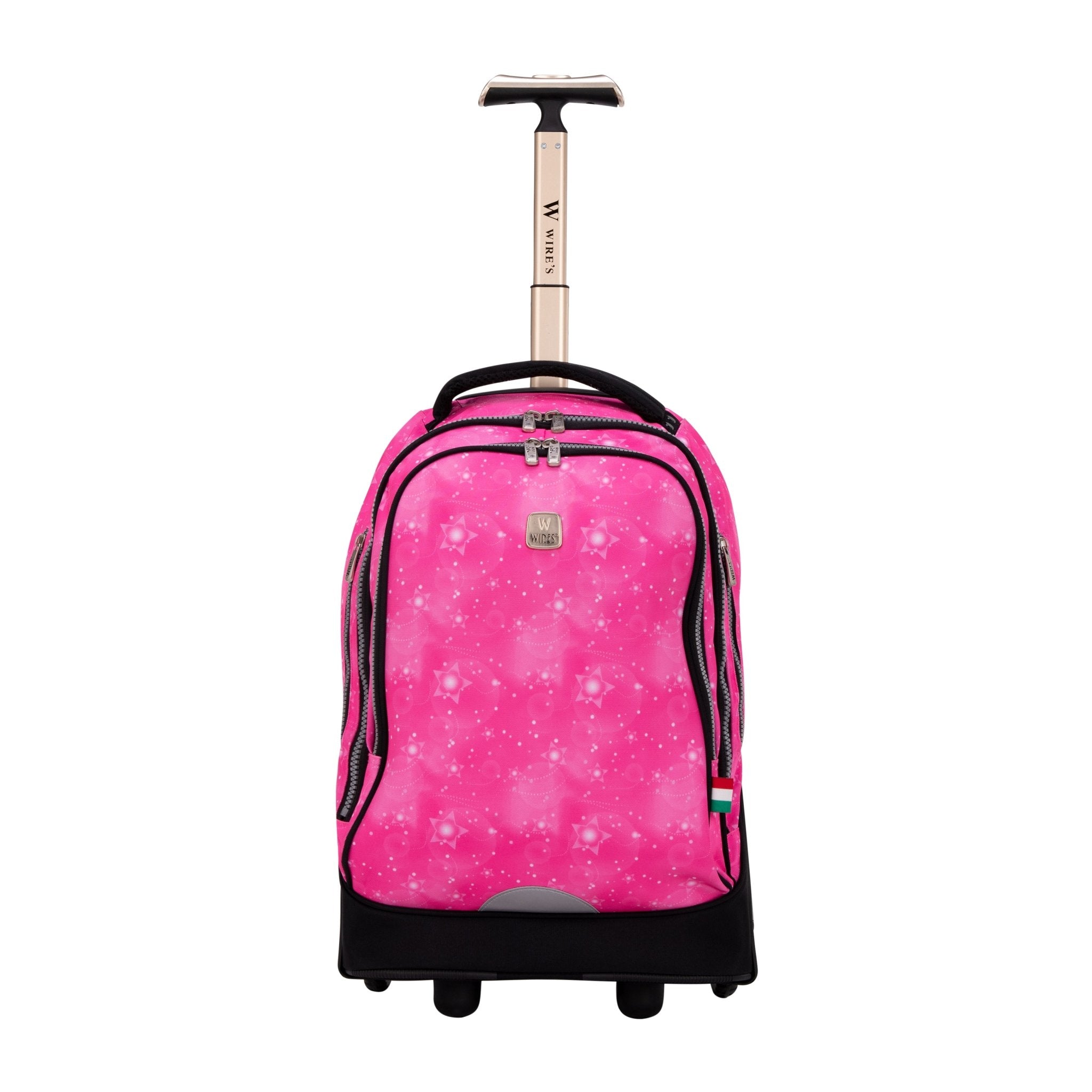 Pink Floral Wires Big Wheel School Bag Trolley Set of 3 (Lunch Bag & Pencil Case)