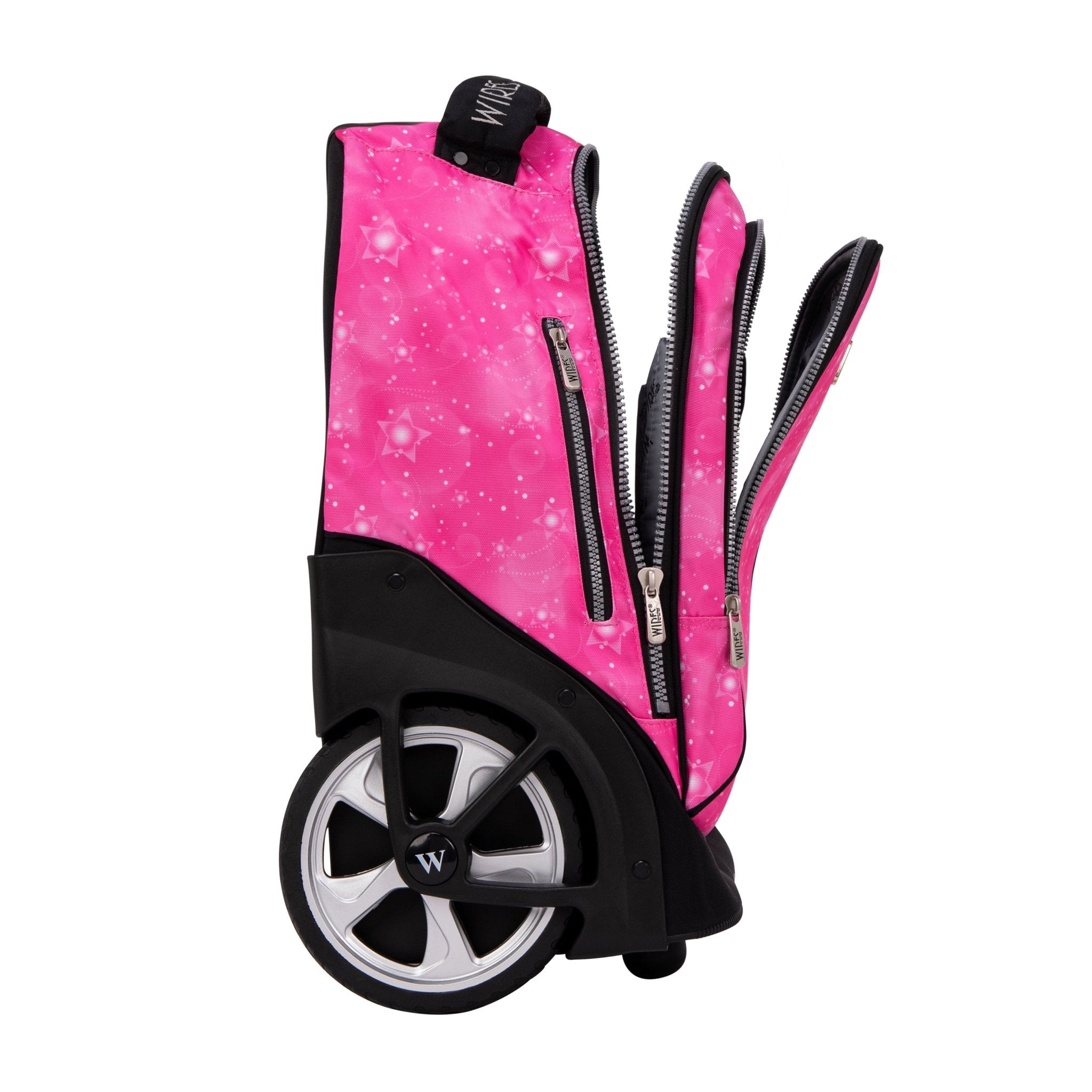 Pink Floral Big Wheel School Bag Trolley Set of 3 (Lunch Bag & Pencil Case)