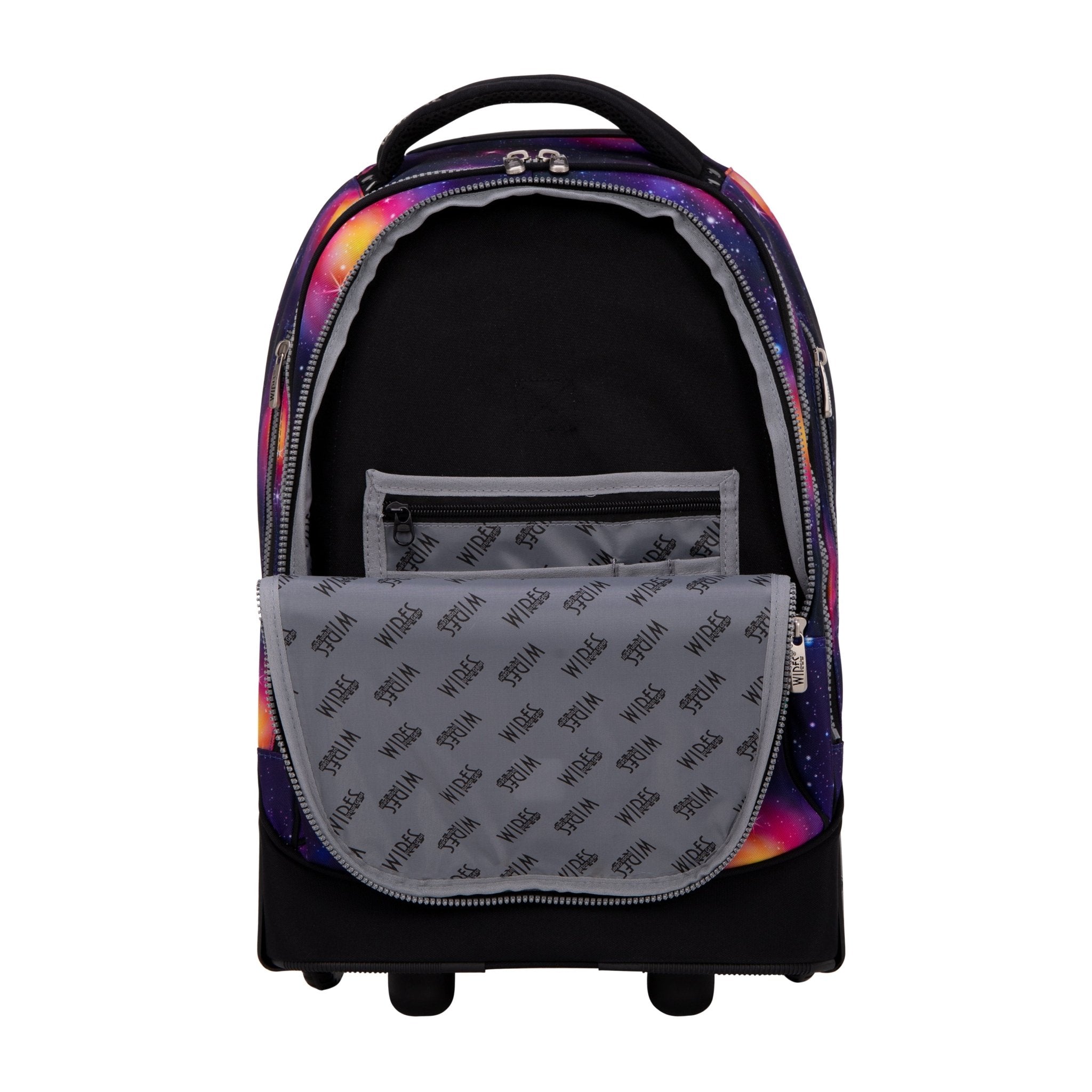 Purple Planet Big Wheel School Bag Trolley Set of 3 (Lunch Bag & Pencil Case)