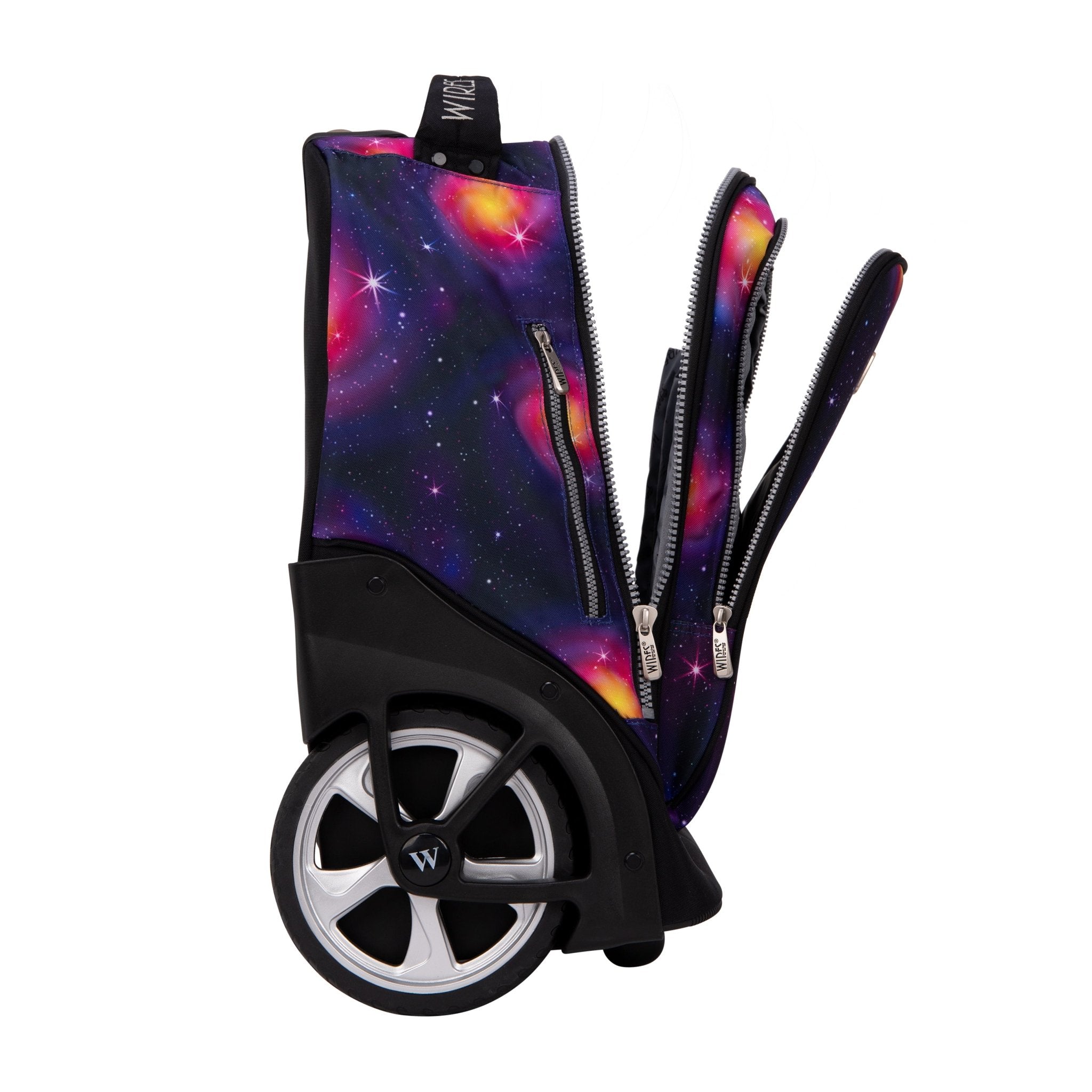 Purple Planet Big Wheel School Bag Trolley Set of 3 (Lunch Bag & Pencil Case)
