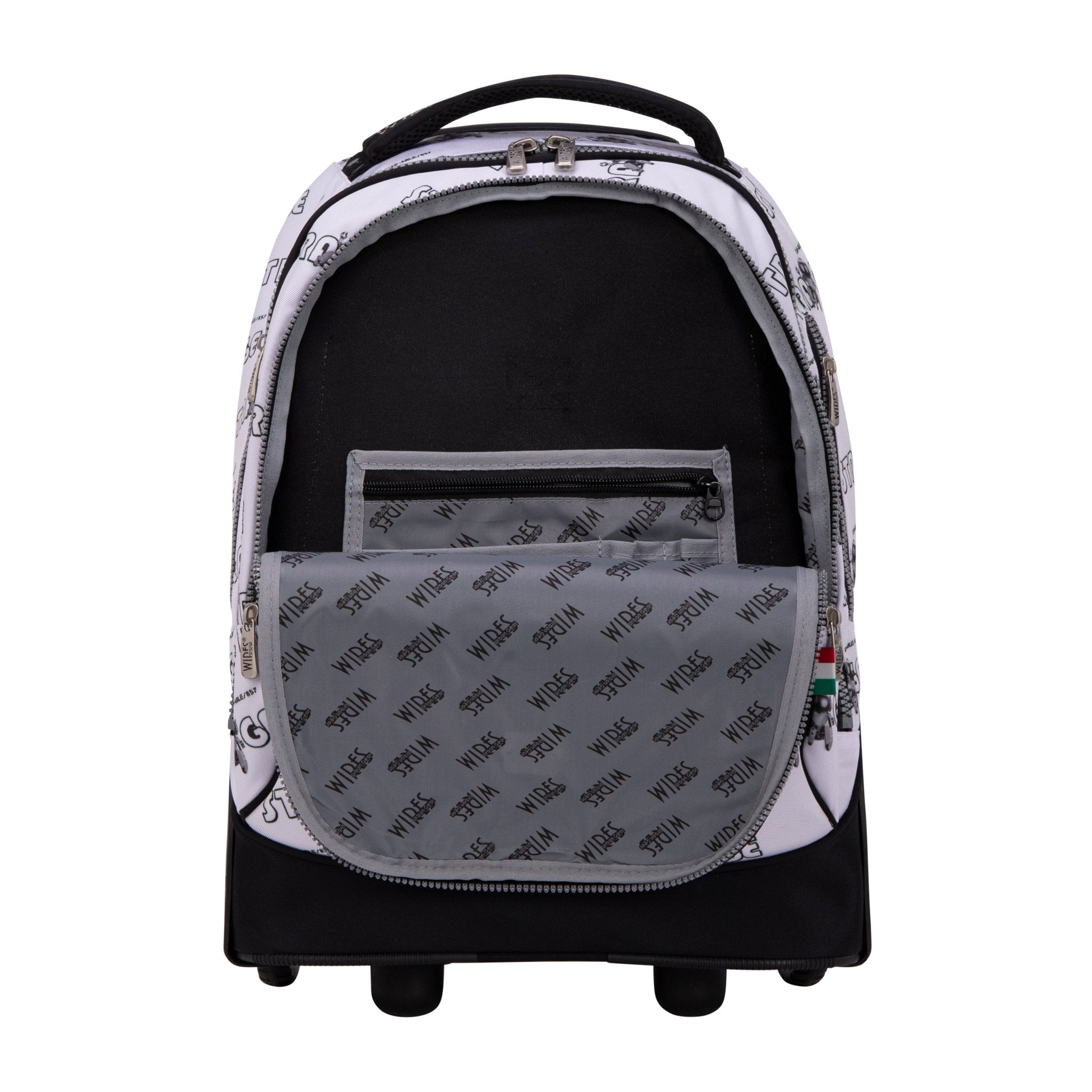 Strange Grey Big Wheel School Bag Trolley Set of 3 (Lunch Bag & Pencil Case)