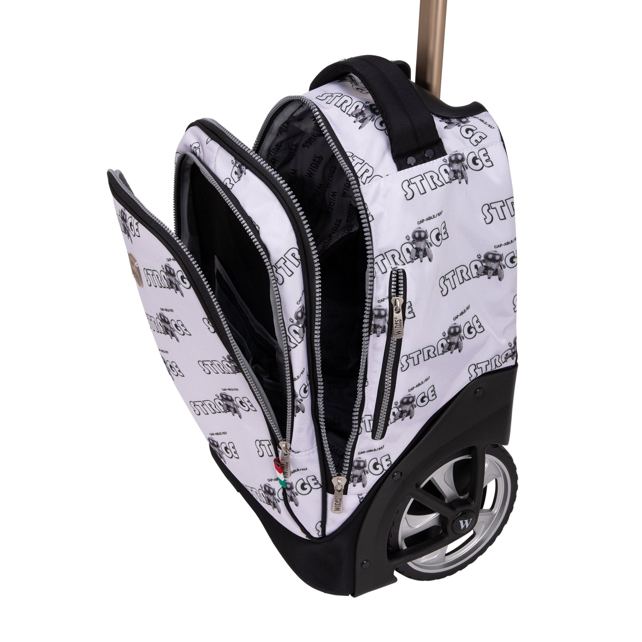 Strange Grey Big Wheel School Bag Trolley Set of 3 (Lunch Bag & Pencil Case)