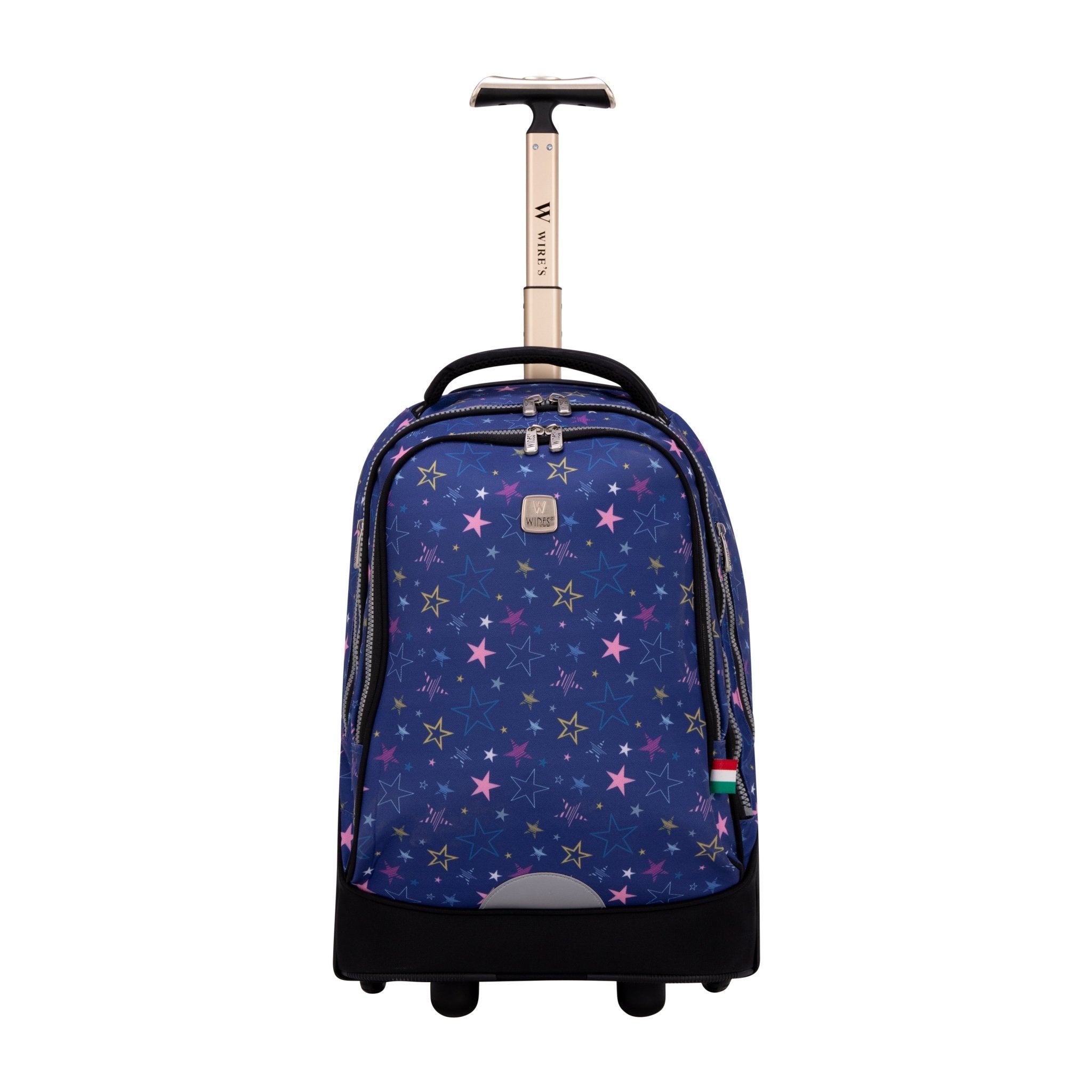 Navy Stars Wires Big Wheel School Bag Trolley Set of 3 (Lunch Bag & Pencil Case)