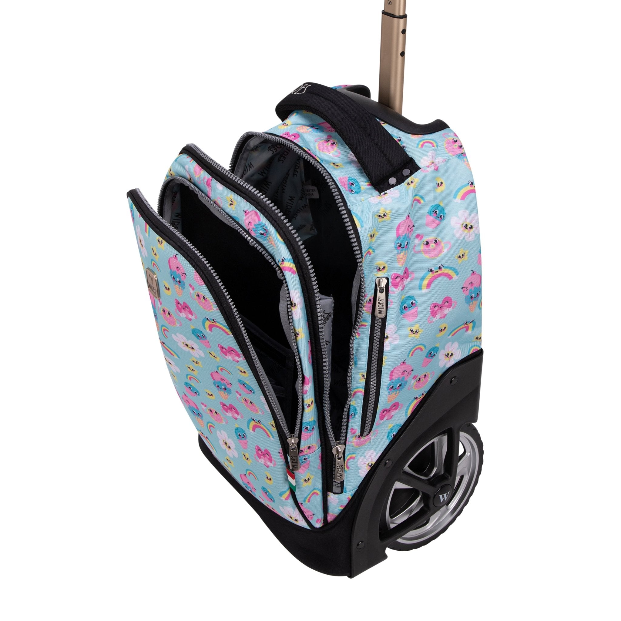 Rainbow Wires Big Wheel School Bag Trolley Set of 3 (Lunch Bag & Pencil Case)