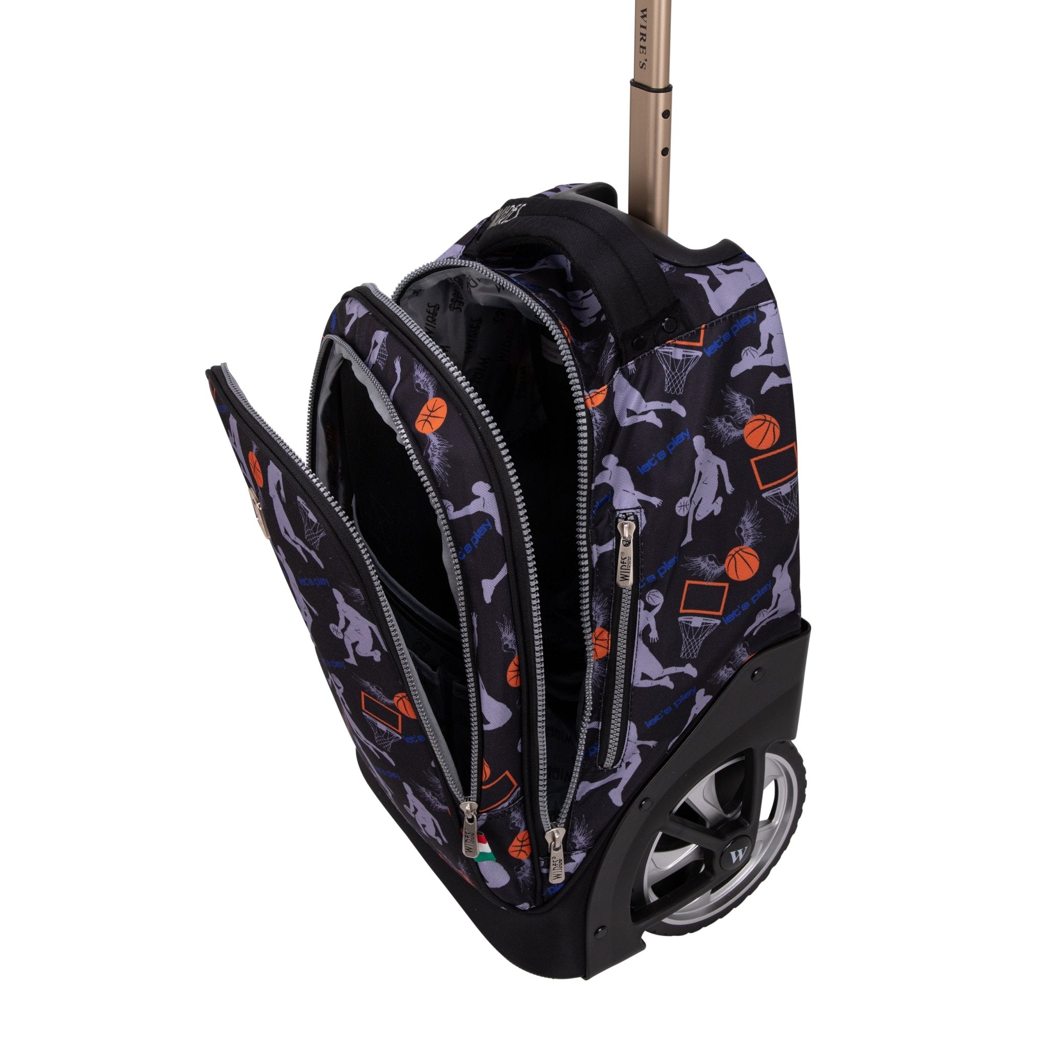 Basketball Big Wheel School Bag Trolley Set of 3 (Lunch Bag & Pencil Case)