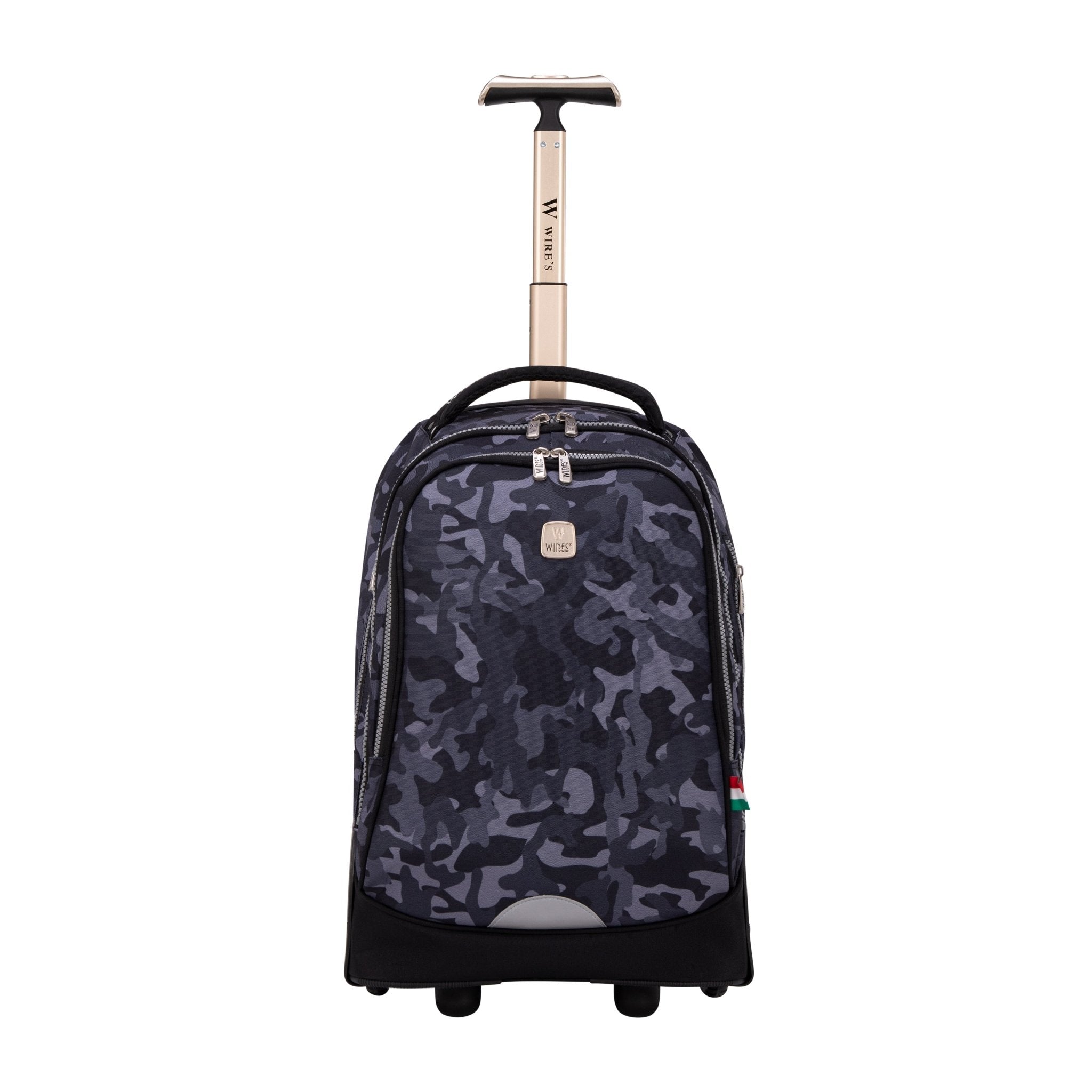 Navy Camouflage Big Wheel School Bag Trolley Set of 3 (Lunch Bag & Pencil Case)