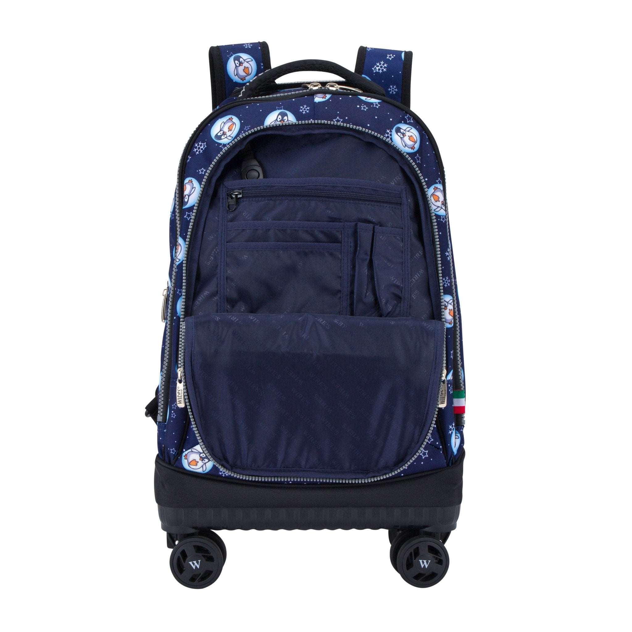 Blue Penguin 4-Wheels School Backpack Trolley Set (Lunch bag & Pencil Case)