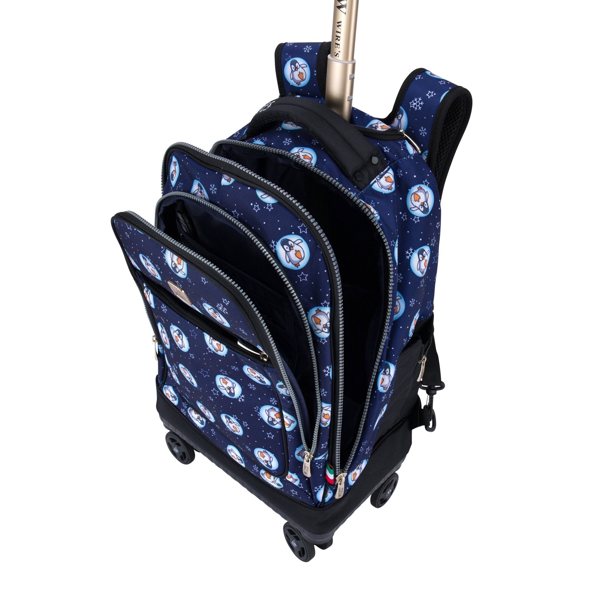 Blue Penguin 4-Wheels School Backpack Trolley Set (Lunch bag & Pencil Case)