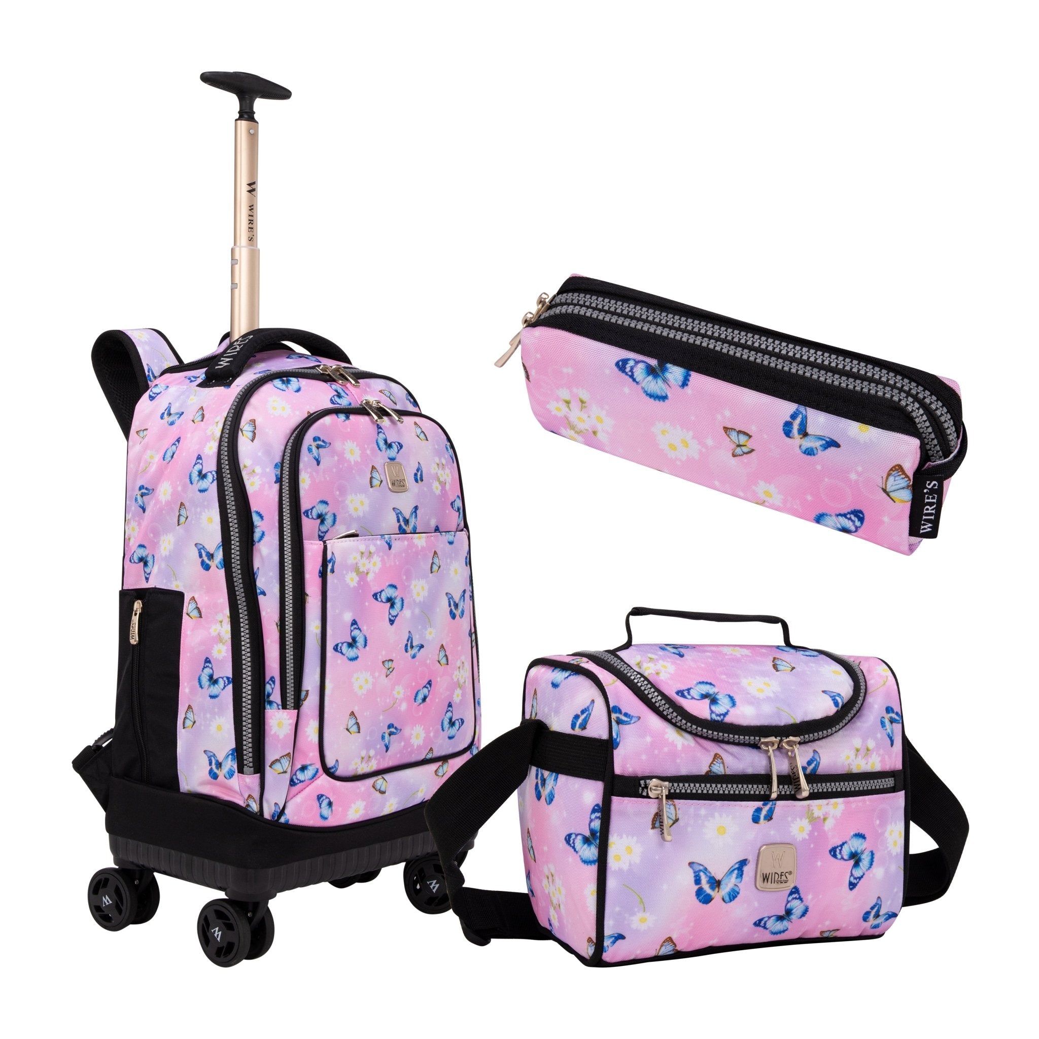 4-Wheels Multiple School Backpack Trolley Set (Lunch bag & Pencil Case)
