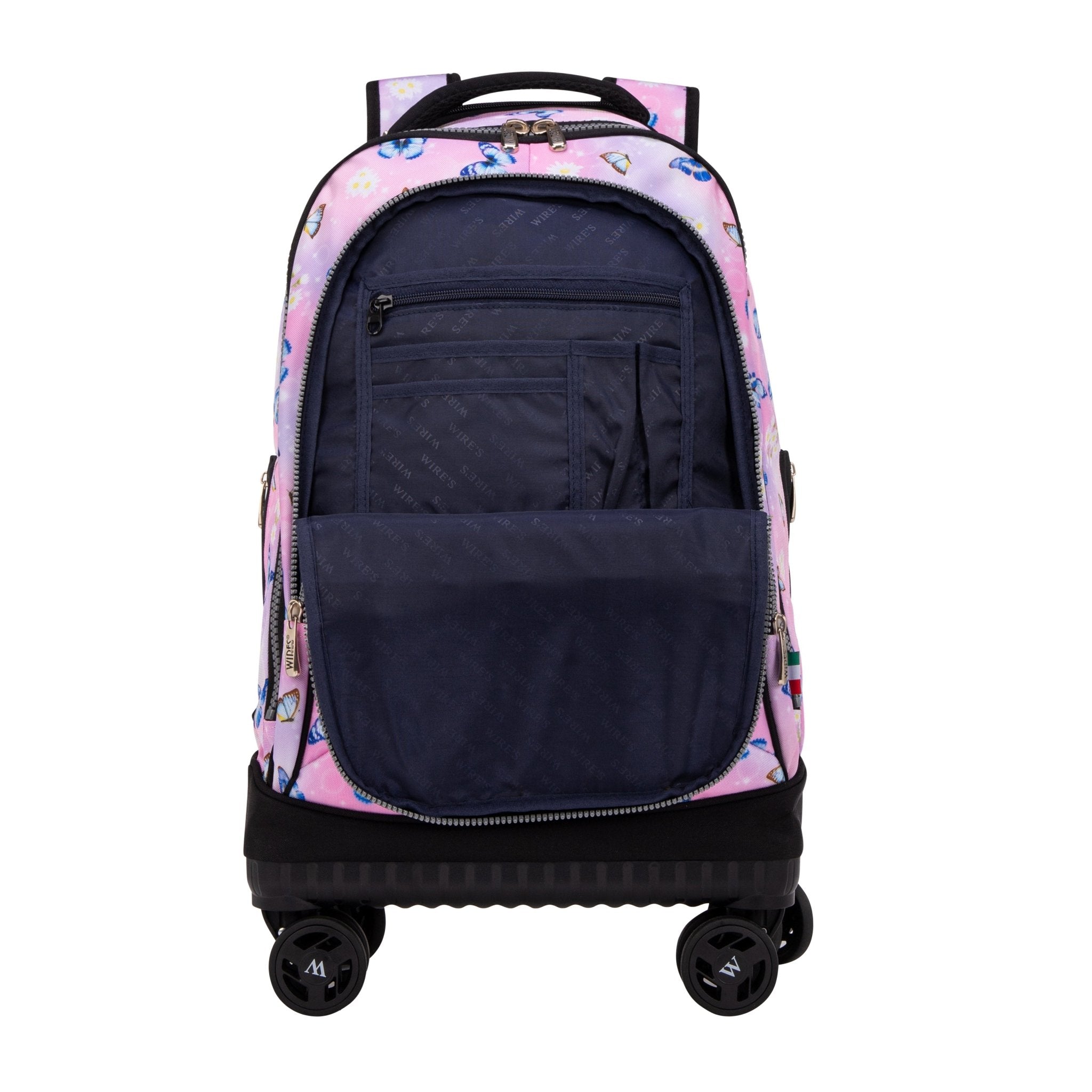 Pink Butterfly 8-Wheels School Backpack Trolley Set (Lunch bag & Pencil Case)