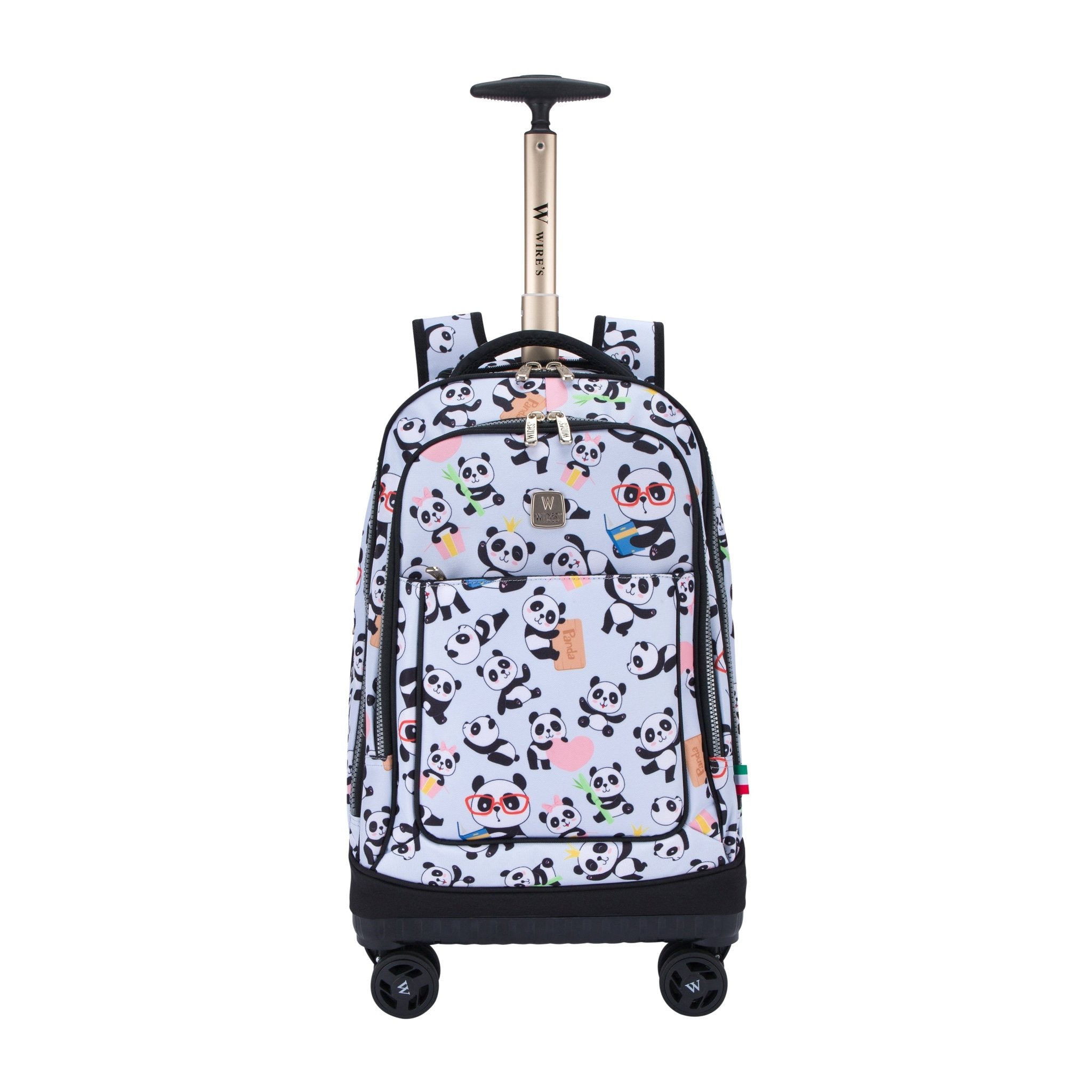 Mist Panda Wires 8-Wheels School Backpack Trolley Set (Lunch bag & Pencil Case)