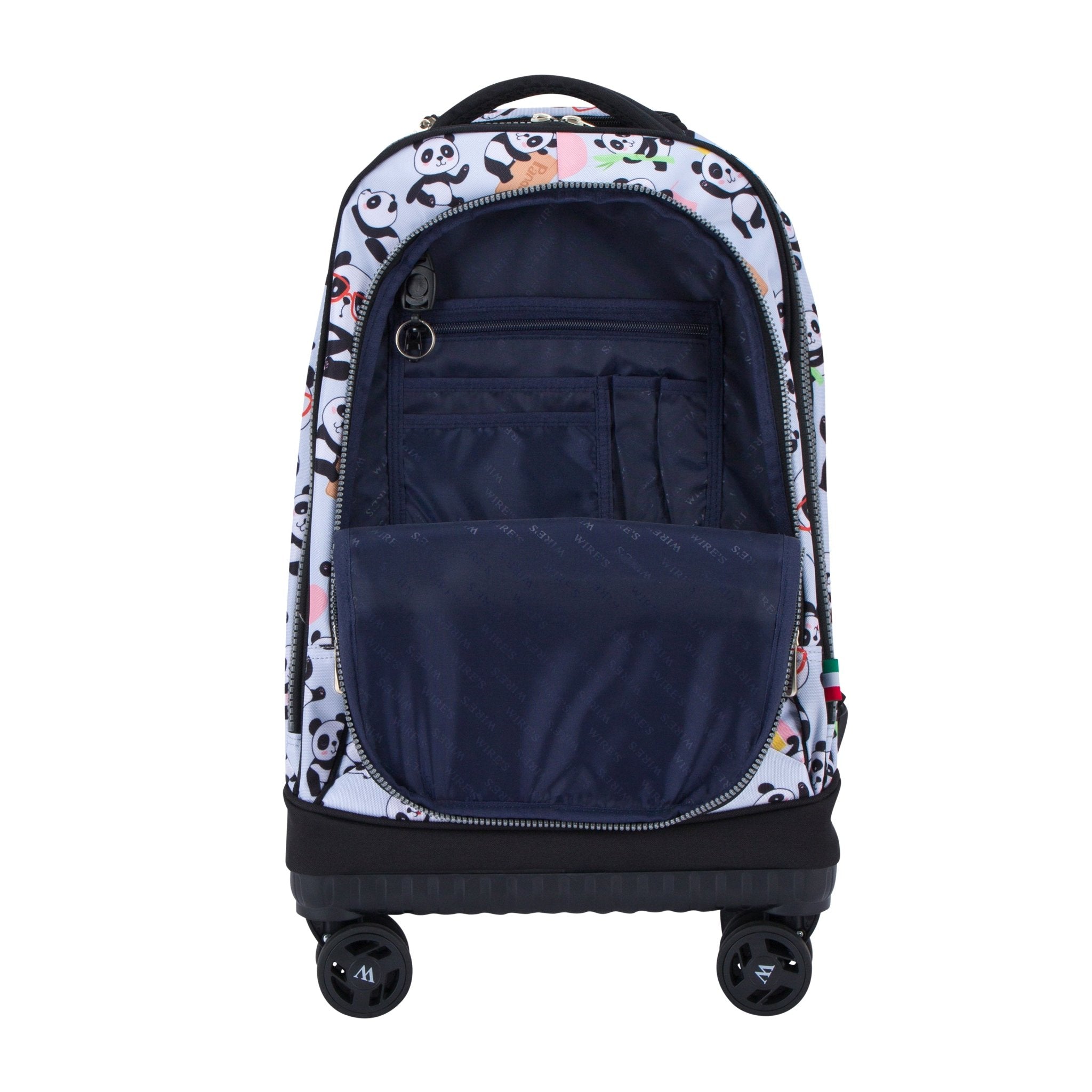 Mist Panda Wires 8-Wheels School Backpack Trolley Set (Lunch bag & Pencil Case)