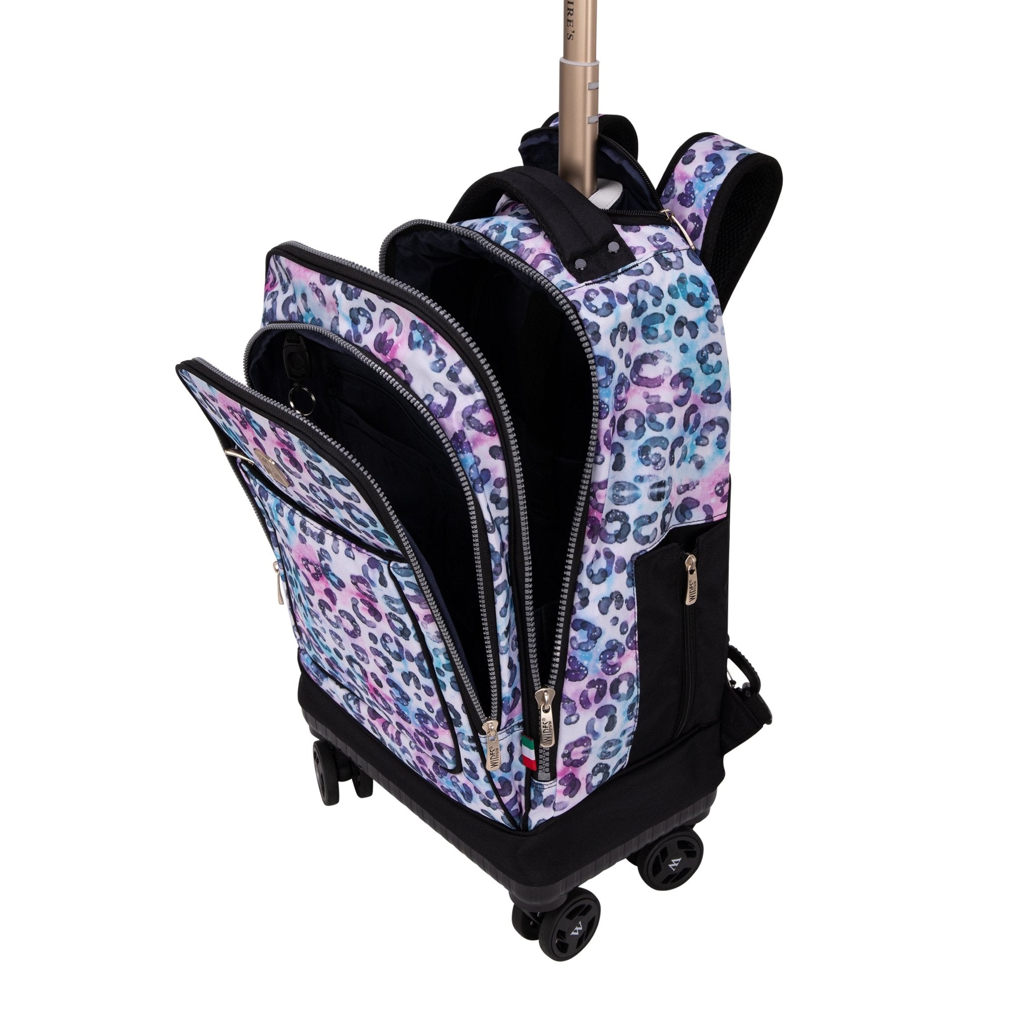 Sky Leopard Wires 8-Wheels School Backpack Trolley Set (Lunch bag & Pencil Case)