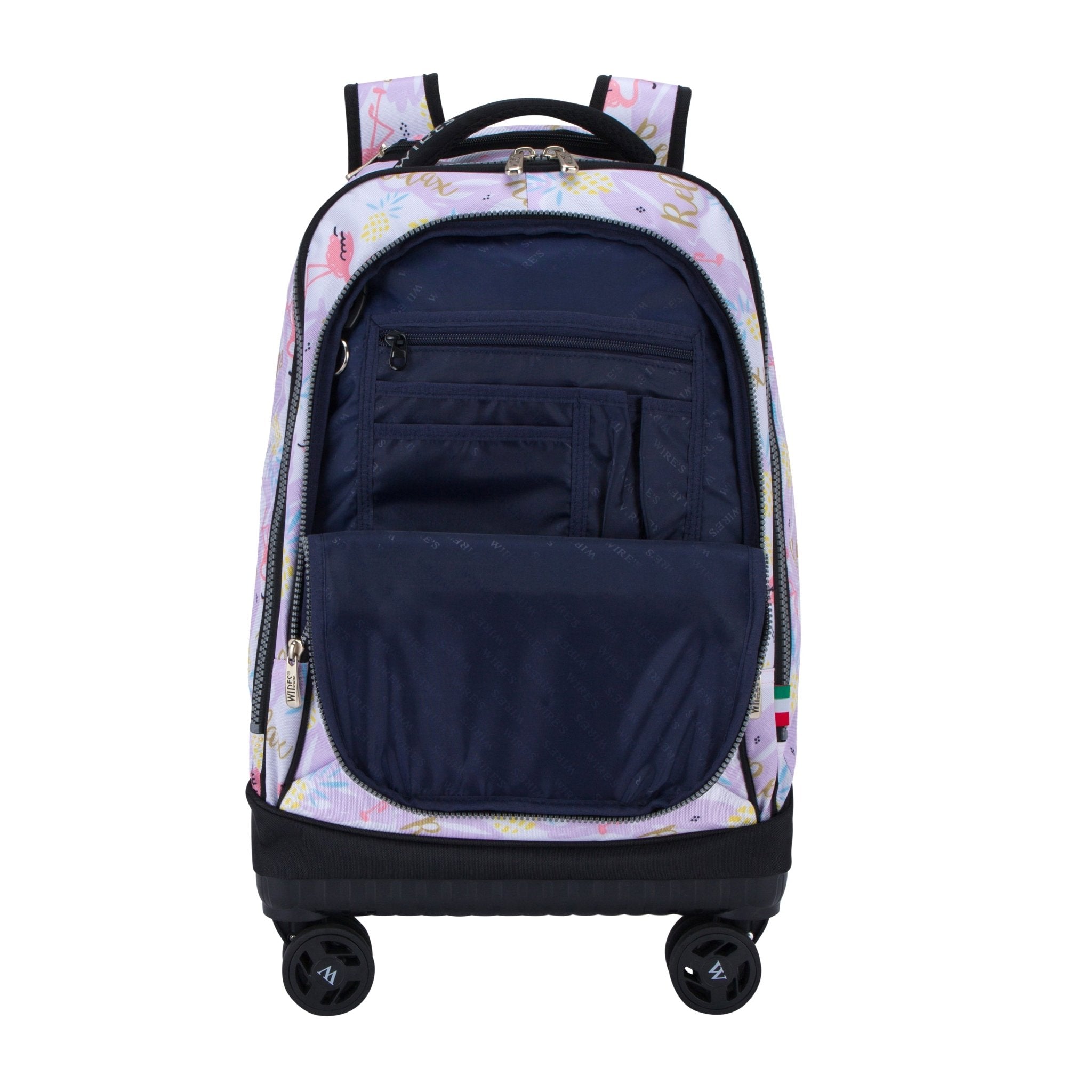 Flamingo Wires 8-Wheels School Backpack Trolley Set (Lunch bag & Pencil Case)