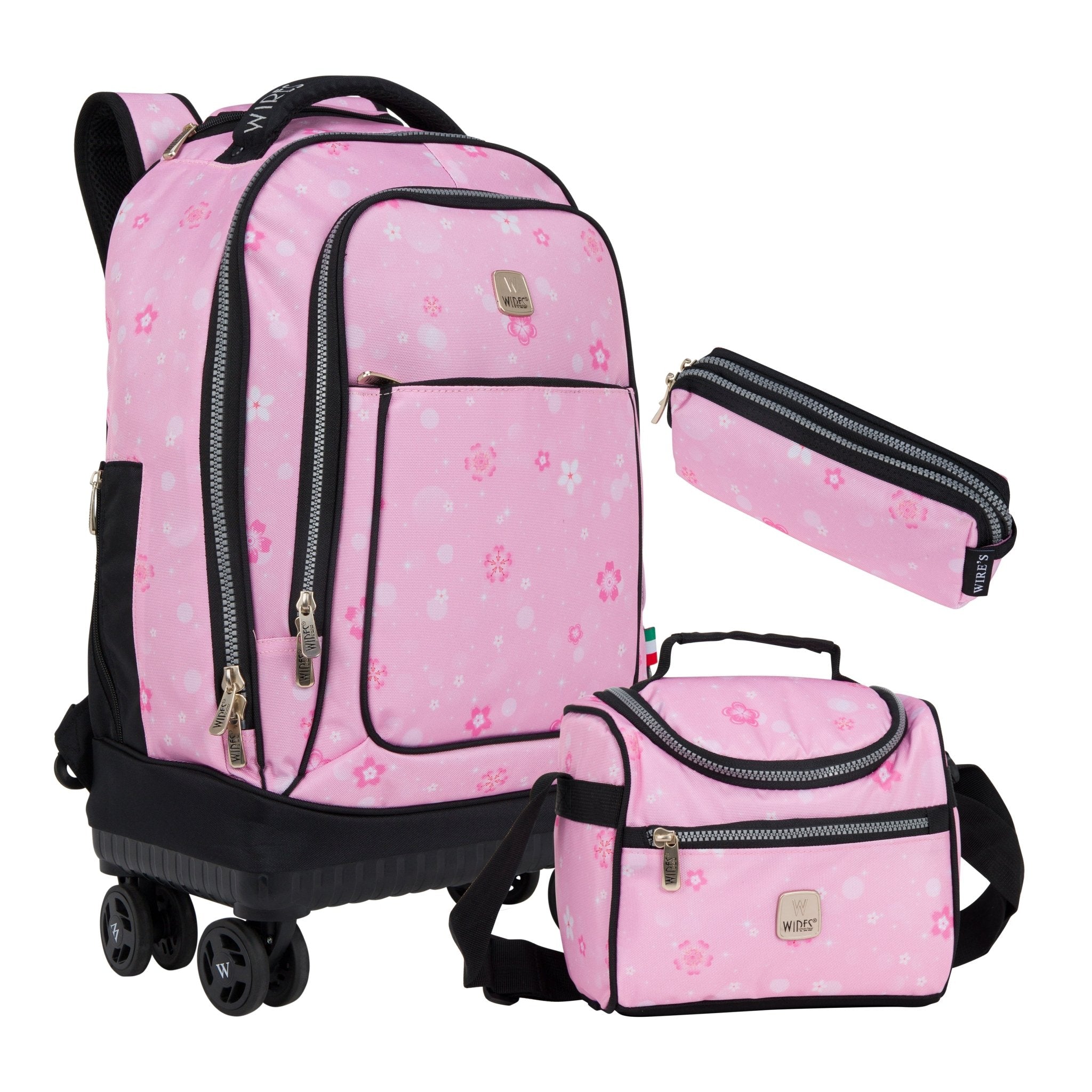 4-Wheels Multiple School Backpack Trolley Set (Lunch bag & Pencil Case)