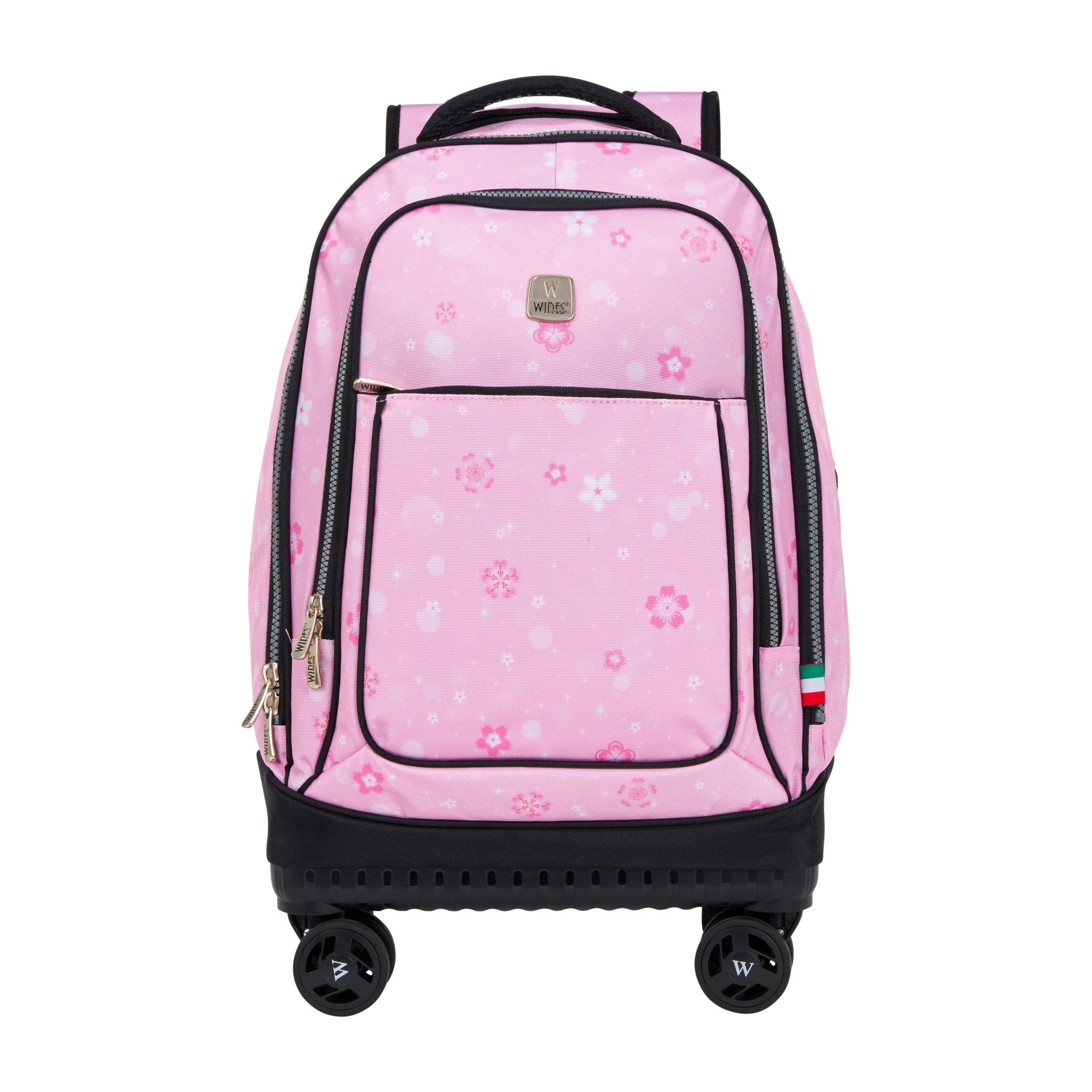 Pink Snowflakes 8-Wheels School Backpack Trolley Set (Lunch bag & Pencil Case)