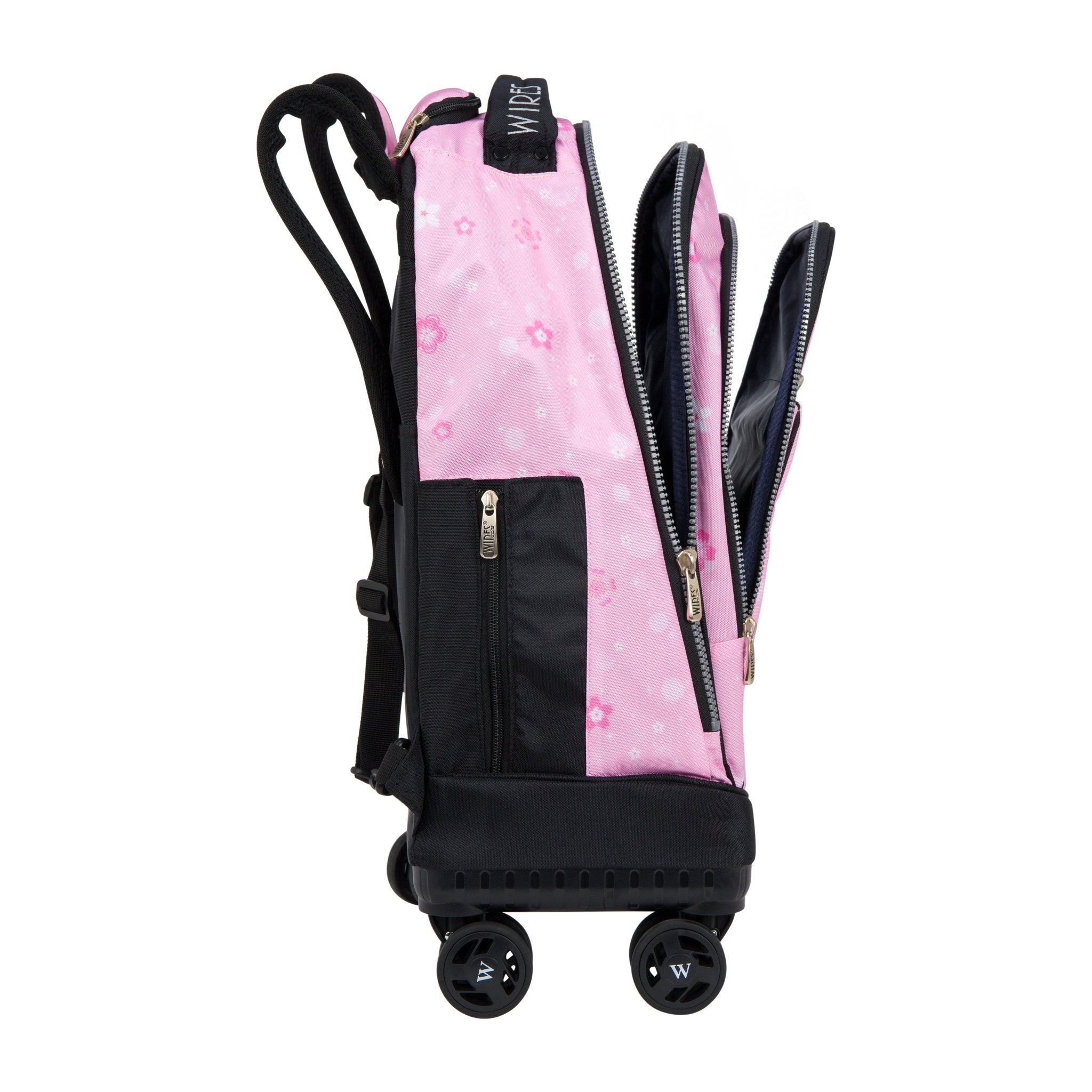 Pink Snowflakes 8-Wheels School Backpack Trolley Set (Lunch bag & Pencil Case)