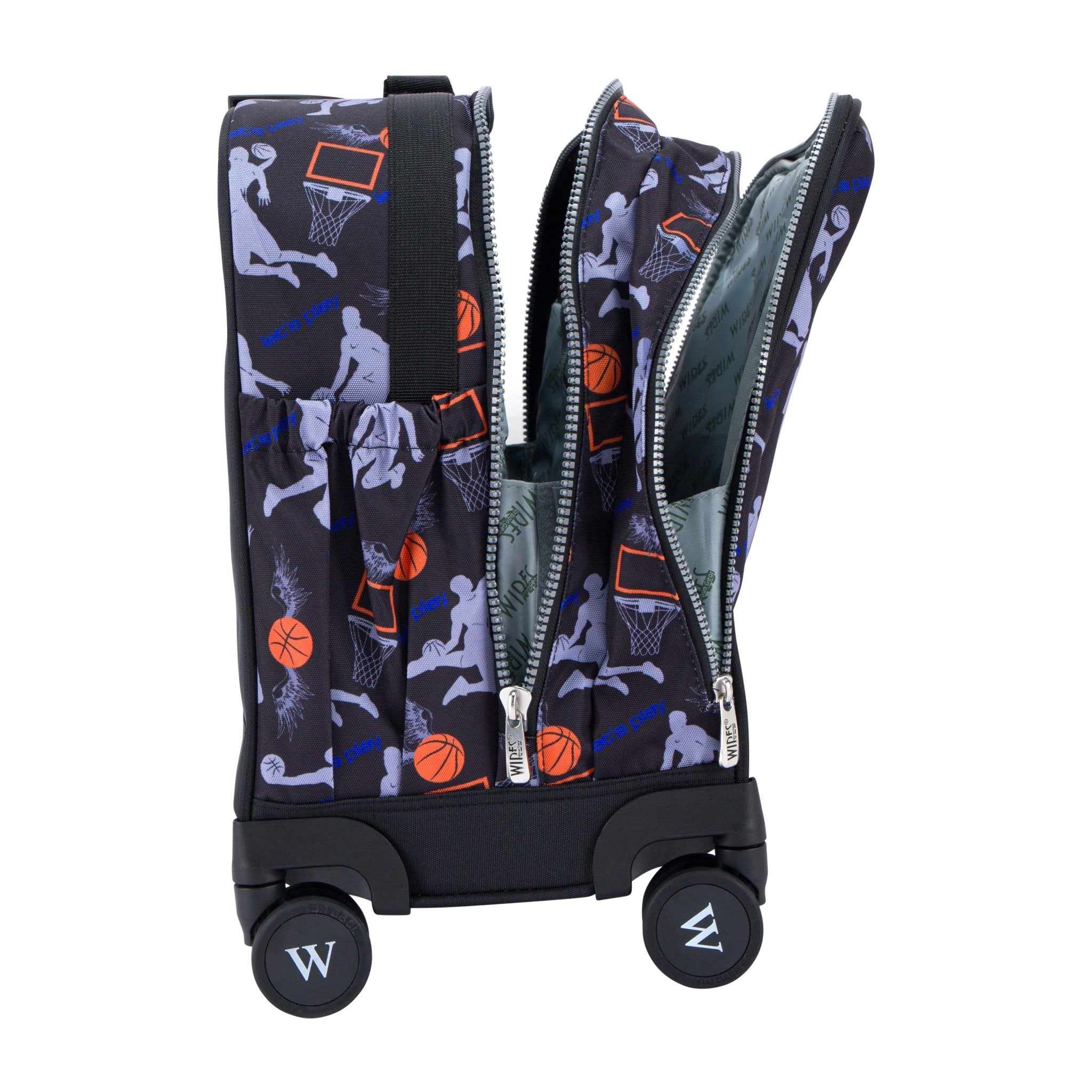 Basketball 8 Wheels School Bag Trolley Set of 4(Lunch Bag & Pencil Case)+Lunch Box