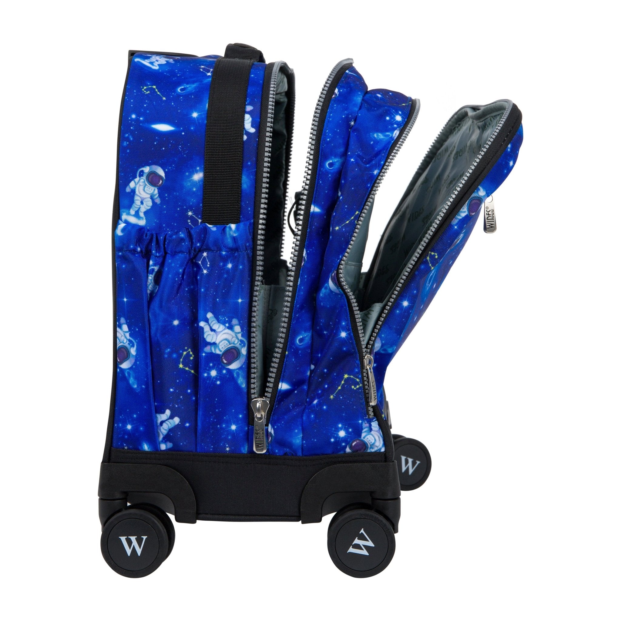 Spaceman blue 8 Wheels School Bag Trolley Set of 4(Lunch Bag & Pencil Case)+Lunch Box