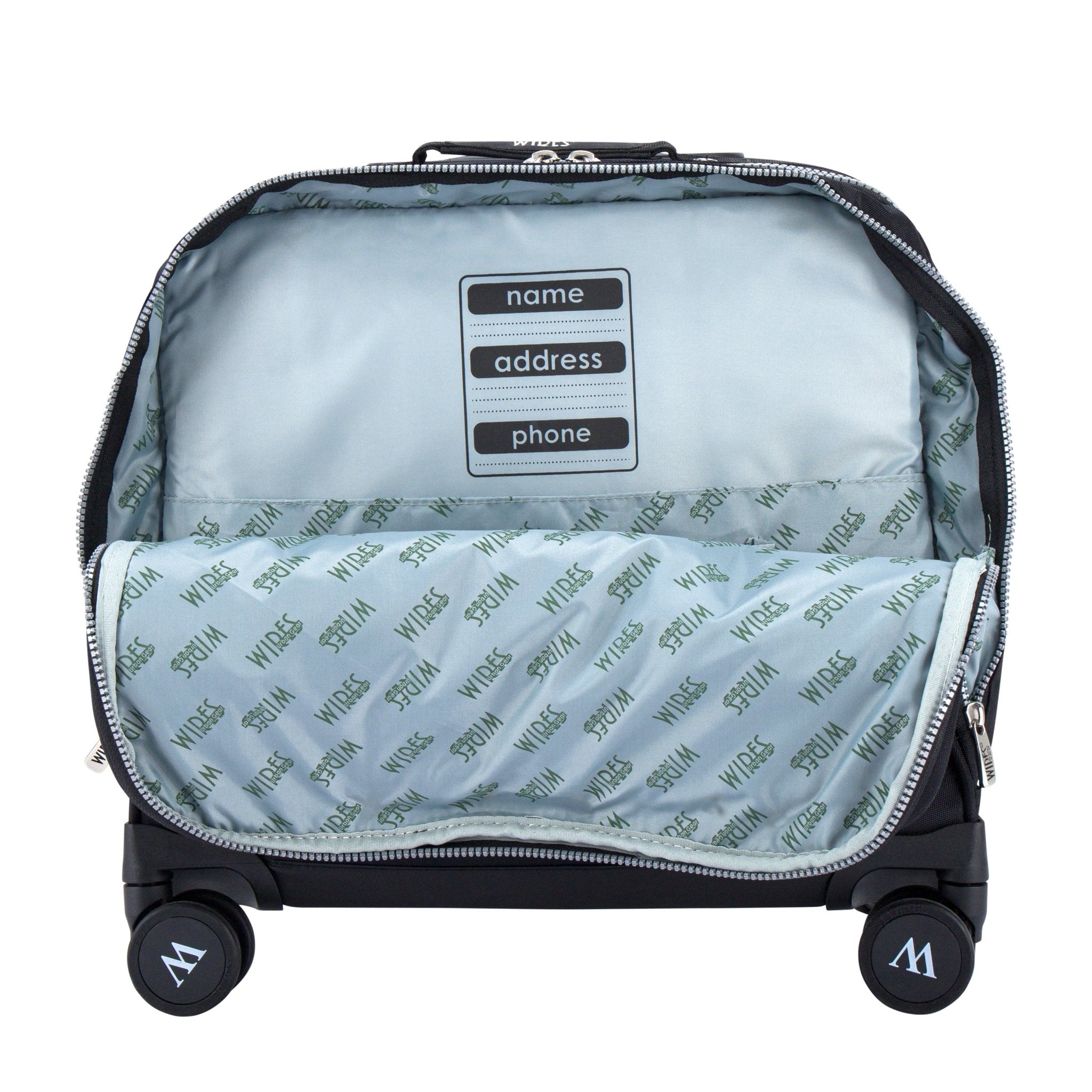 Pure Black 8 Wheels School Bag Trolley Set of 4(Lunch Bag & Pencil Case)+Lunch Box