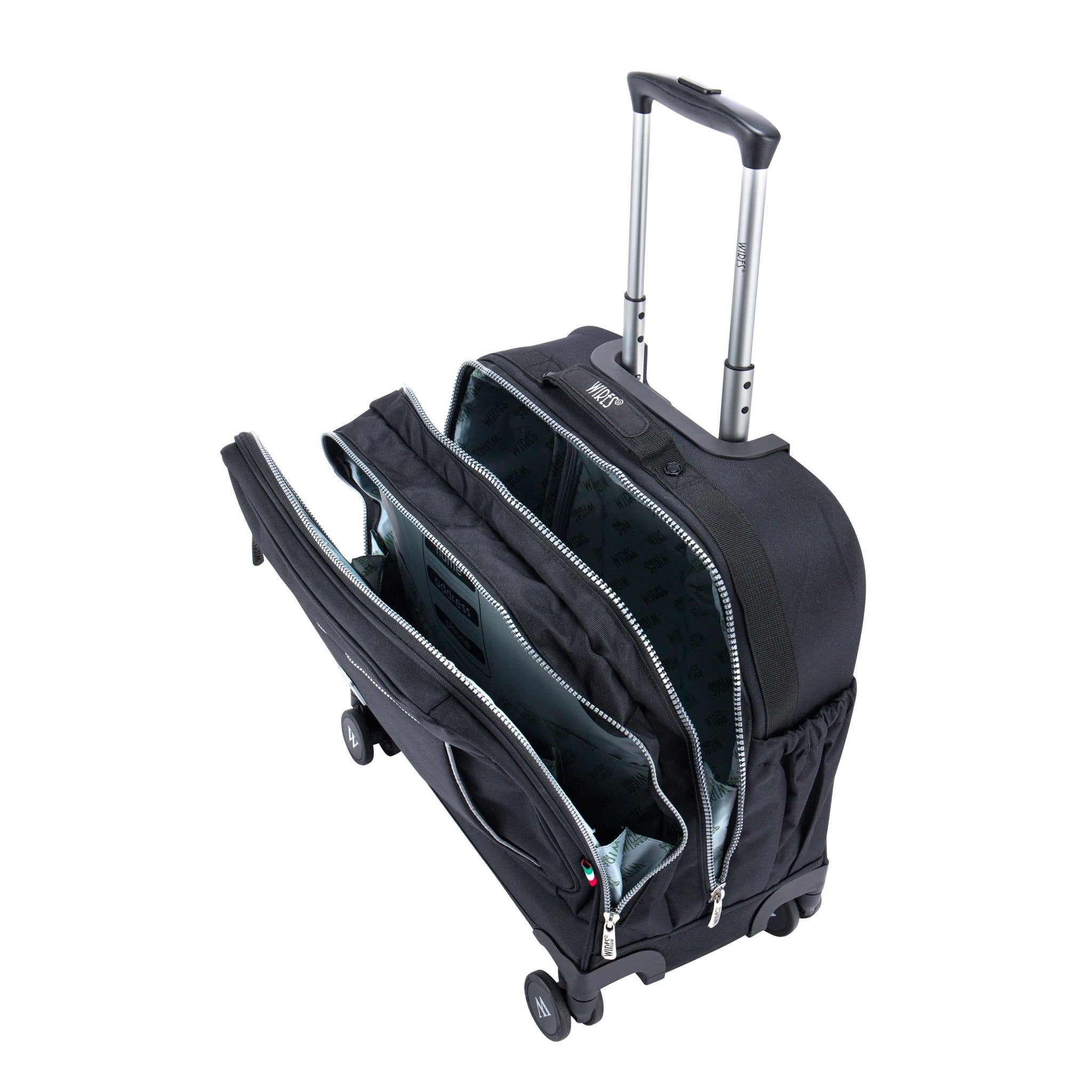 Pure Black 8 Wheels School Bag Trolley Set of 4(Lunch Bag & Pencil Case)+Lunch Box