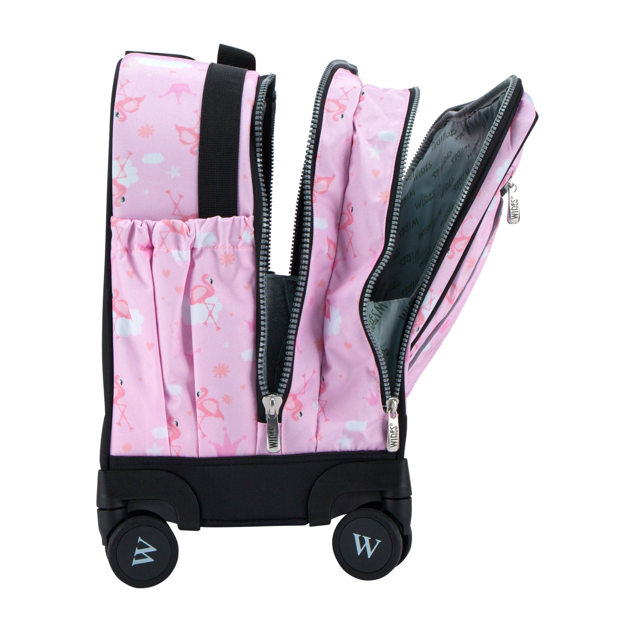 Pink Flamingo School Bag Trolley Set of 4(Lunch Bag & Pencil Case)+Lunch Box