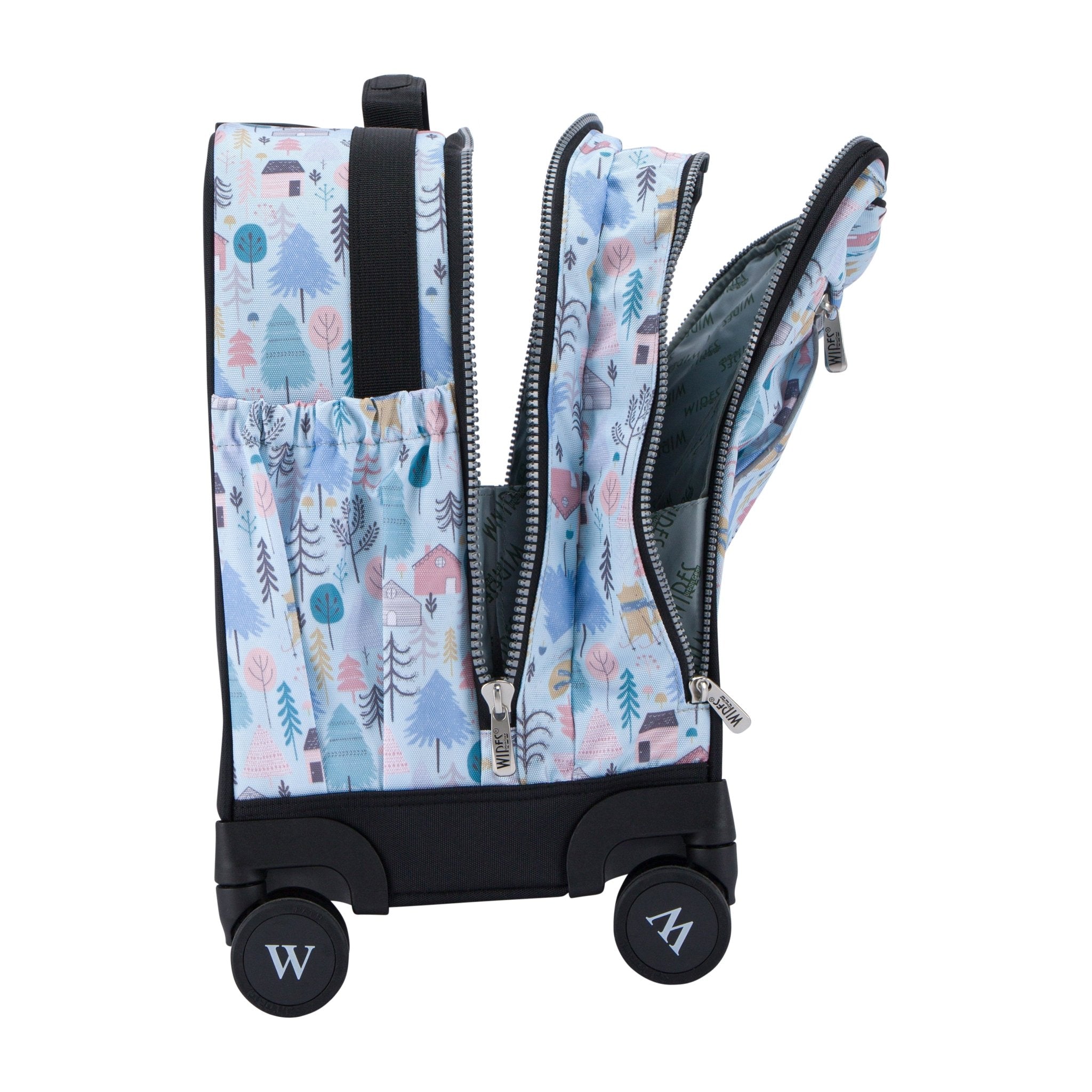 Blue Pinetree 8 Wheels School Bag Trolley Set of 4(Lunch Bag & Pencil Case)+Lunch Box