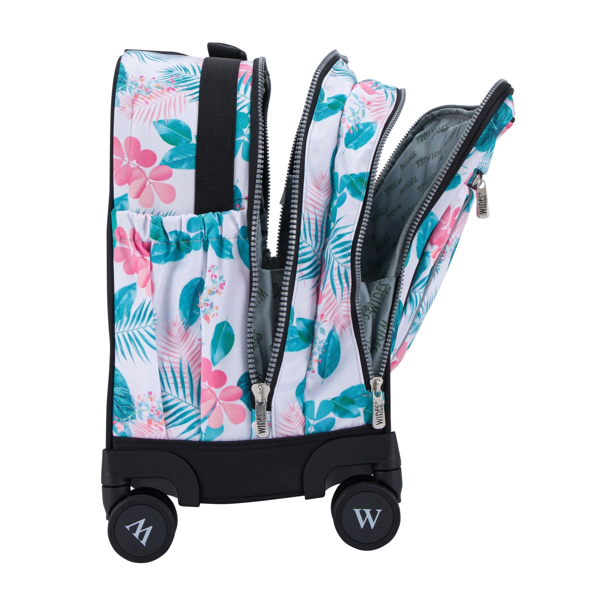 Tropical Leaves 8 Wheels School Bag Trolley Set of 4(Lunch Bag & Pencil Case)+Lunch Box