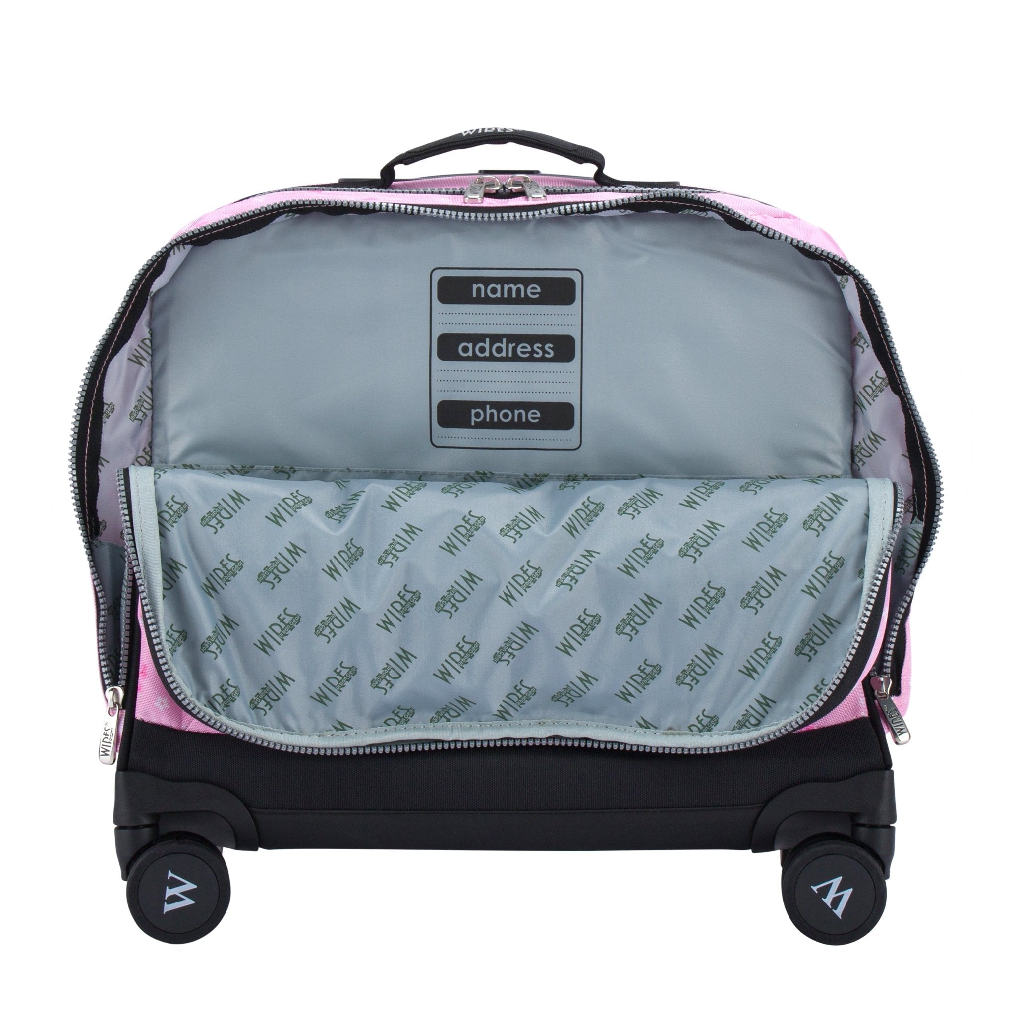Pink Snowflakes 8 Wheels School Bag Trolley Set of 4(Lunch Bag & Pencil Case)+Lunch Box