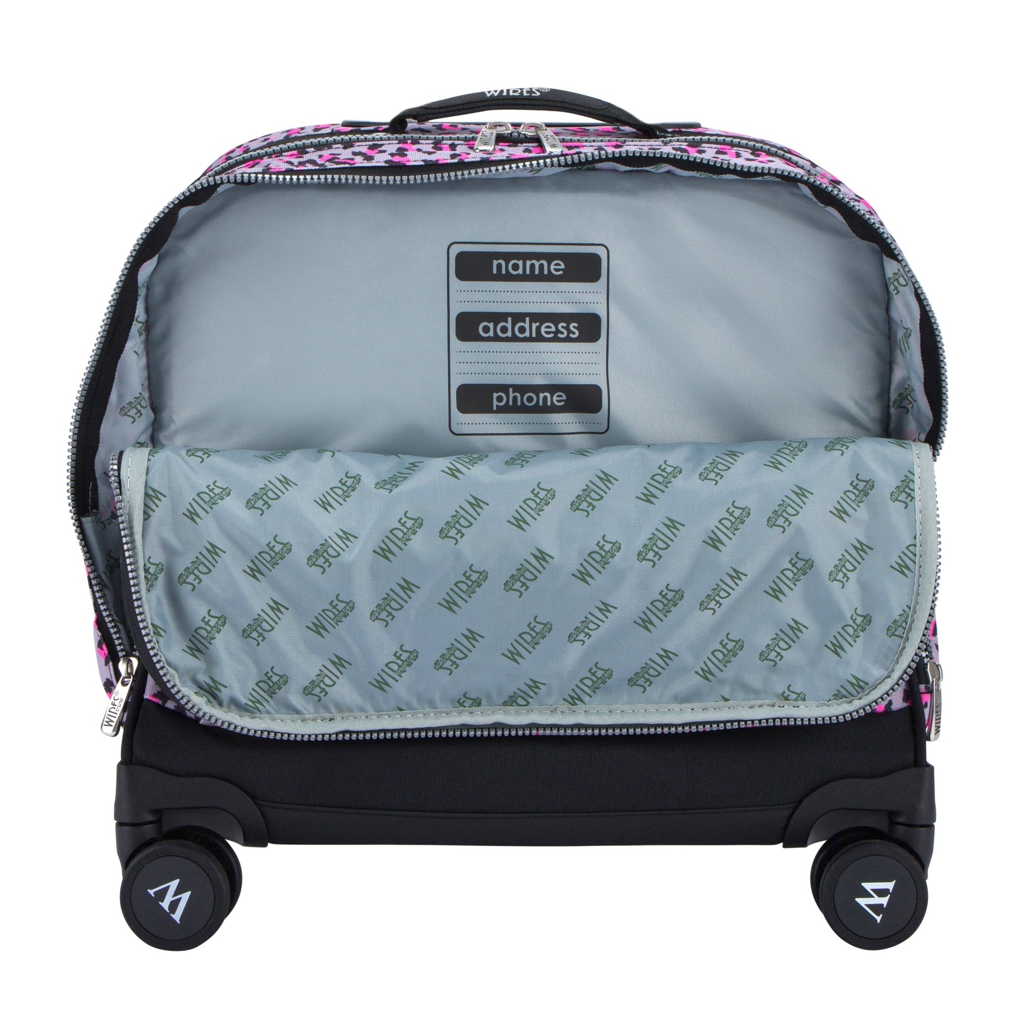 Pink Leopard 8 Wheels School Bag Trolley Set of 4(Lunch Bag & Pencil Case)+Lunch Box