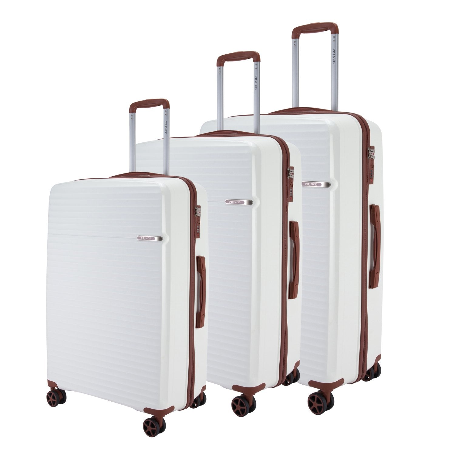 Prince Suitcase Unbreakable Set of 3-White PR16710