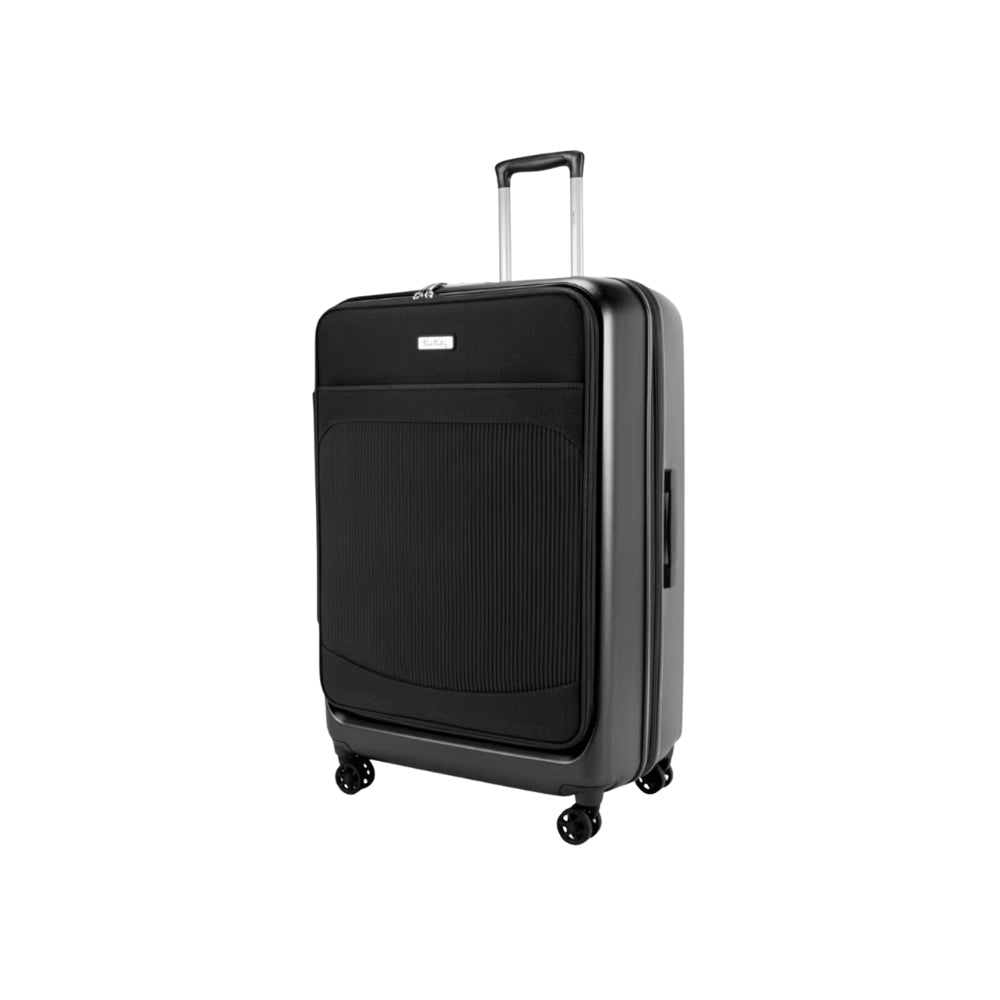 Pierre Cardin Hybrid Suitcase Set of 3, Hard Case with Front Soft Pocket in Black