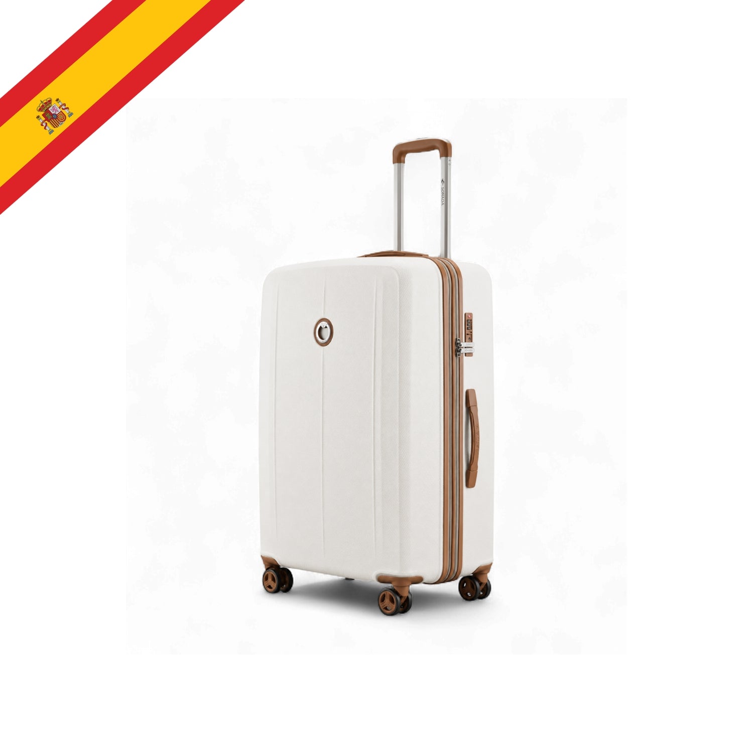 Aragon Hardside Luggage Set of 3, White/Brown