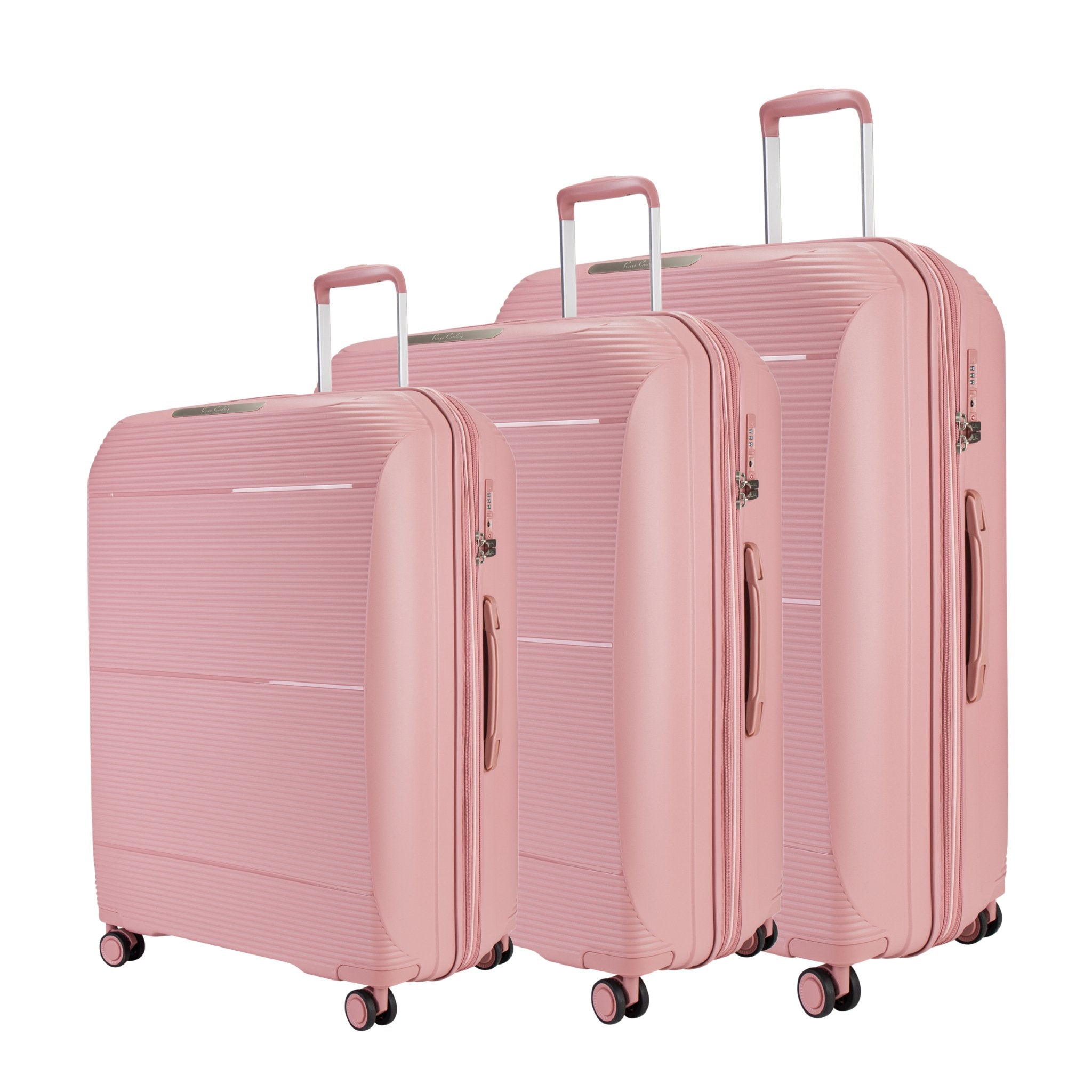 Pierre Cardin Vienna Suitcases,Unbreakable Set of 3 + Beauty Case - Rose Gold