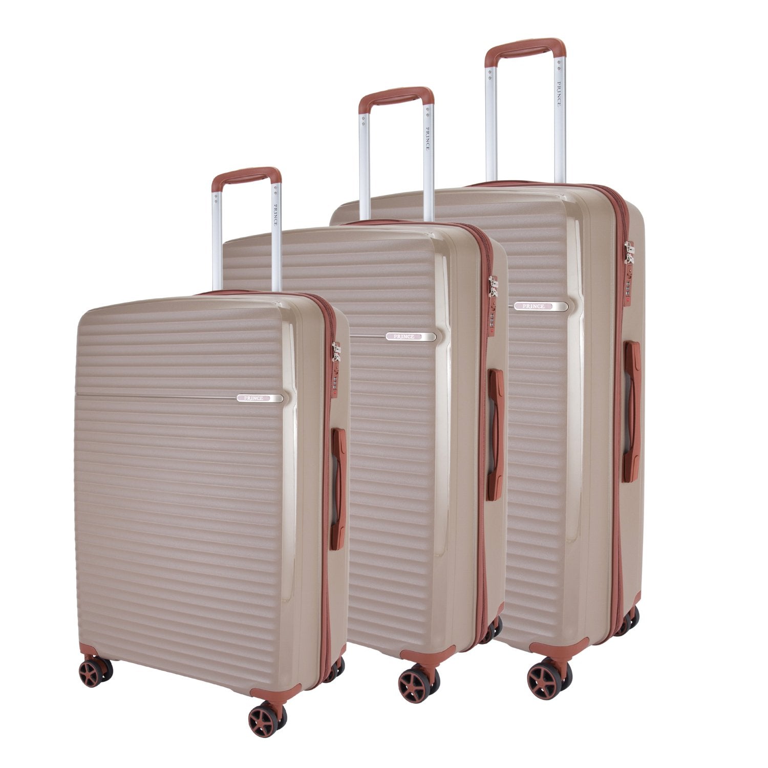 Prince Suitcase Unbreakable Set of 3-Champagne PR16710