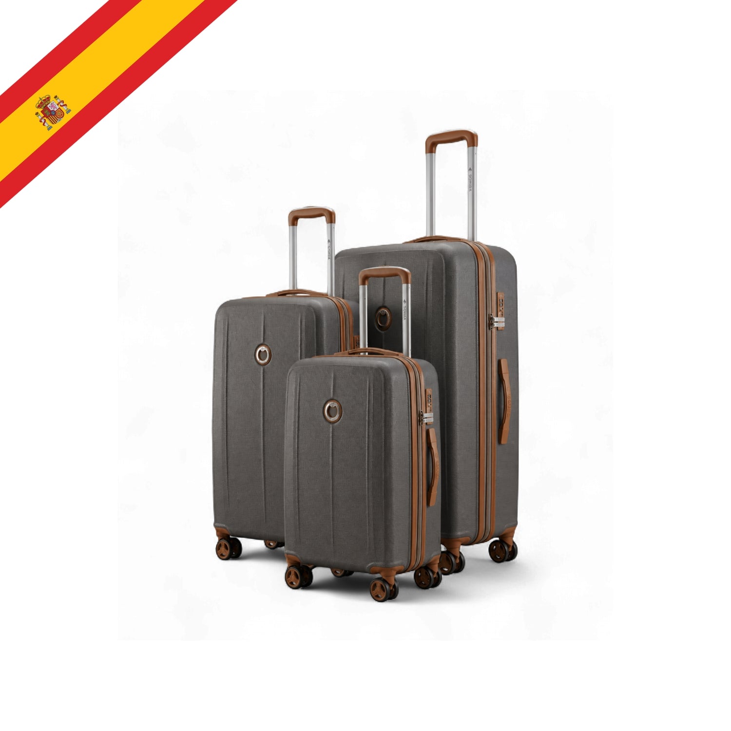 Aragon Hardside Luggage Set of 3, Dark Grey