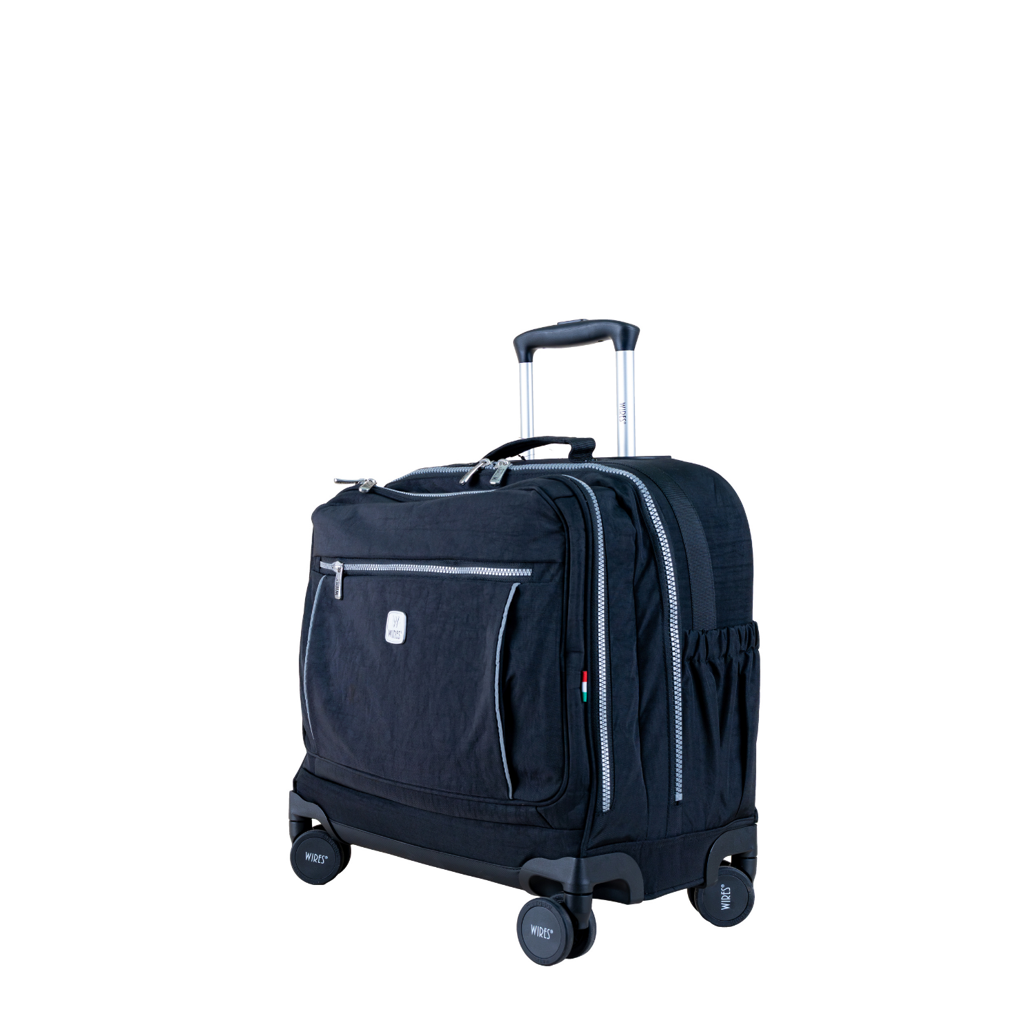 Solid Black 8 Wheels School Bag Trolley Set of 4(Lunch Bag & Pencil Case)+Lunch Box - MOON - Back 2 School - Wires