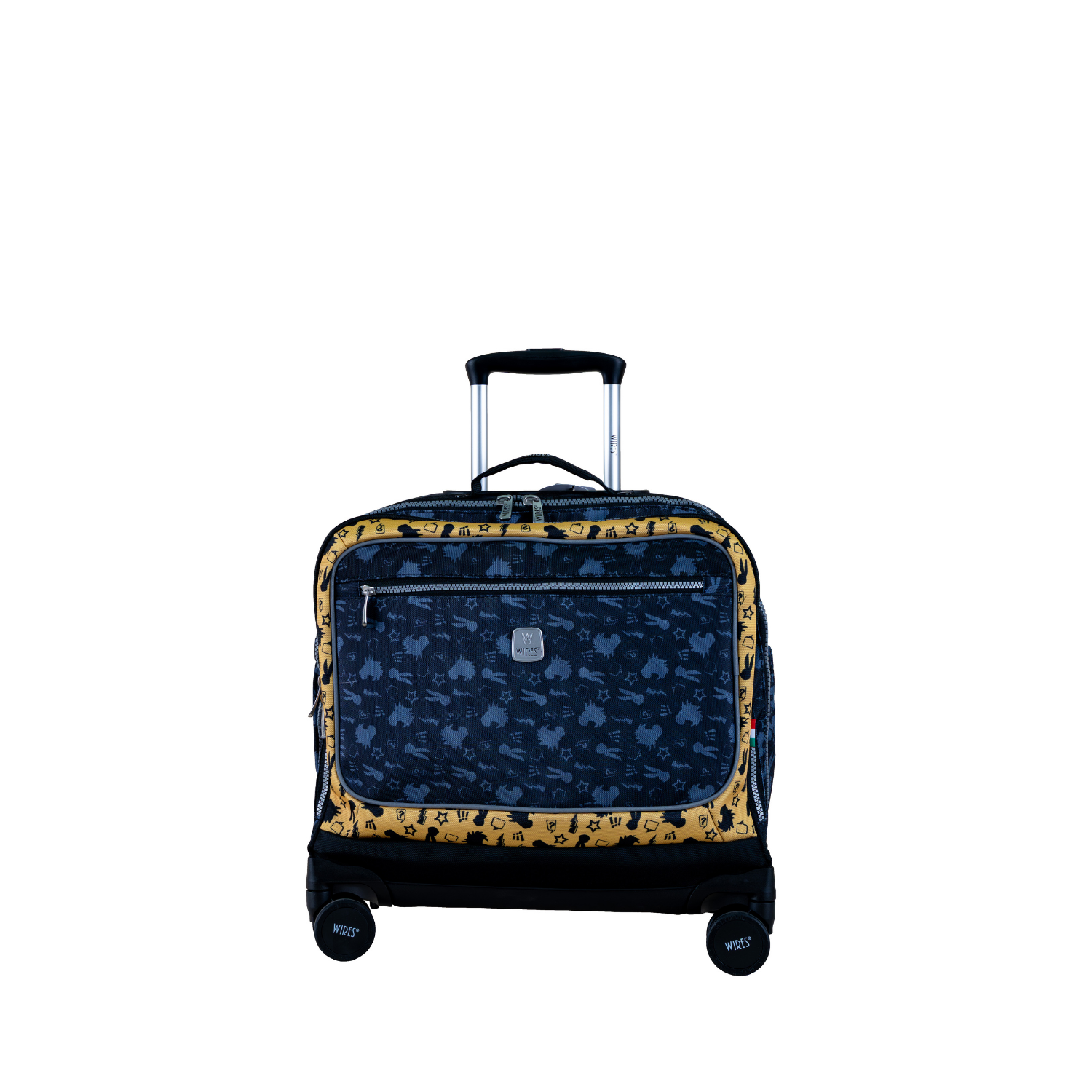 Black & Yellow Pattern 8 Wheels School Bag Trolley Set of 4(Lunch Bag & Pencil Case)+Lunch Box - MOON - Back 2 School - Wires