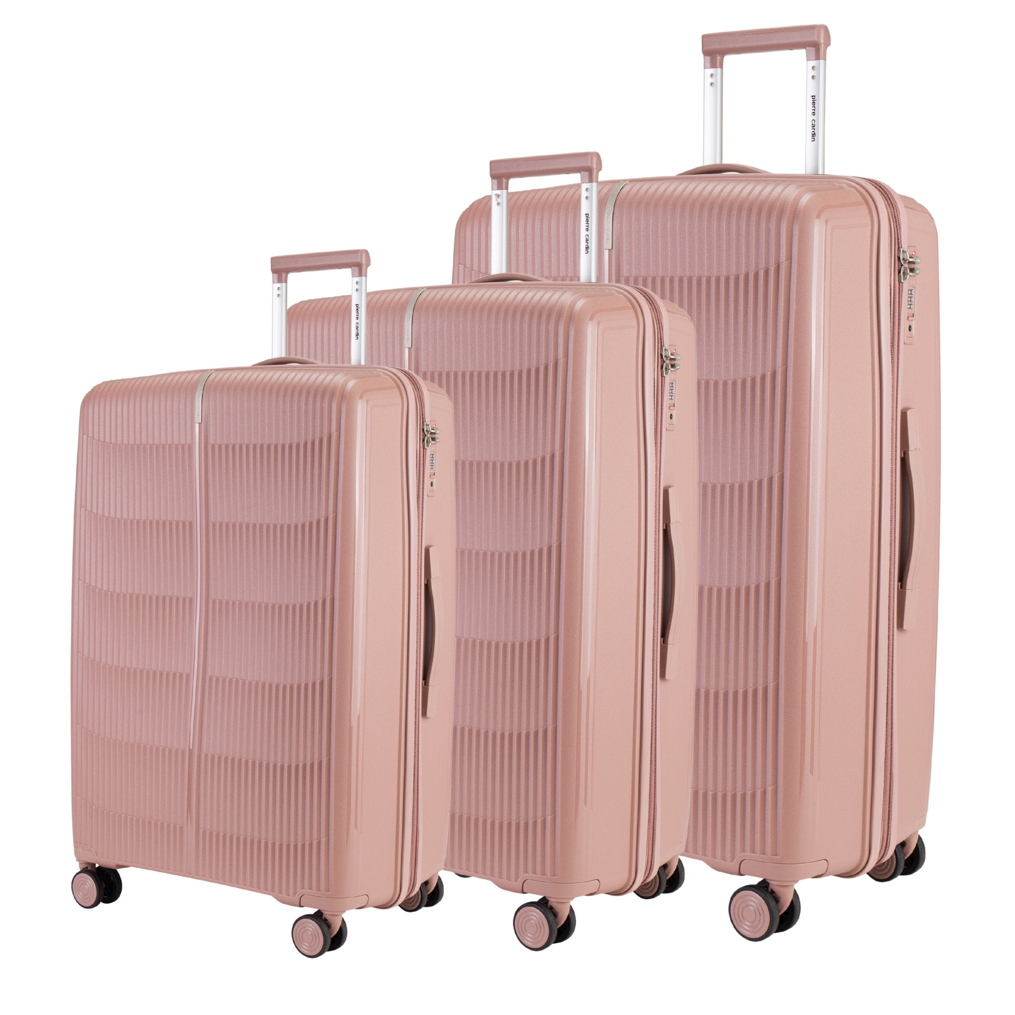 Pierre Cardin Unbreakable PP Suitcases Set Of 3 with Free Beauty Case-D.Grey